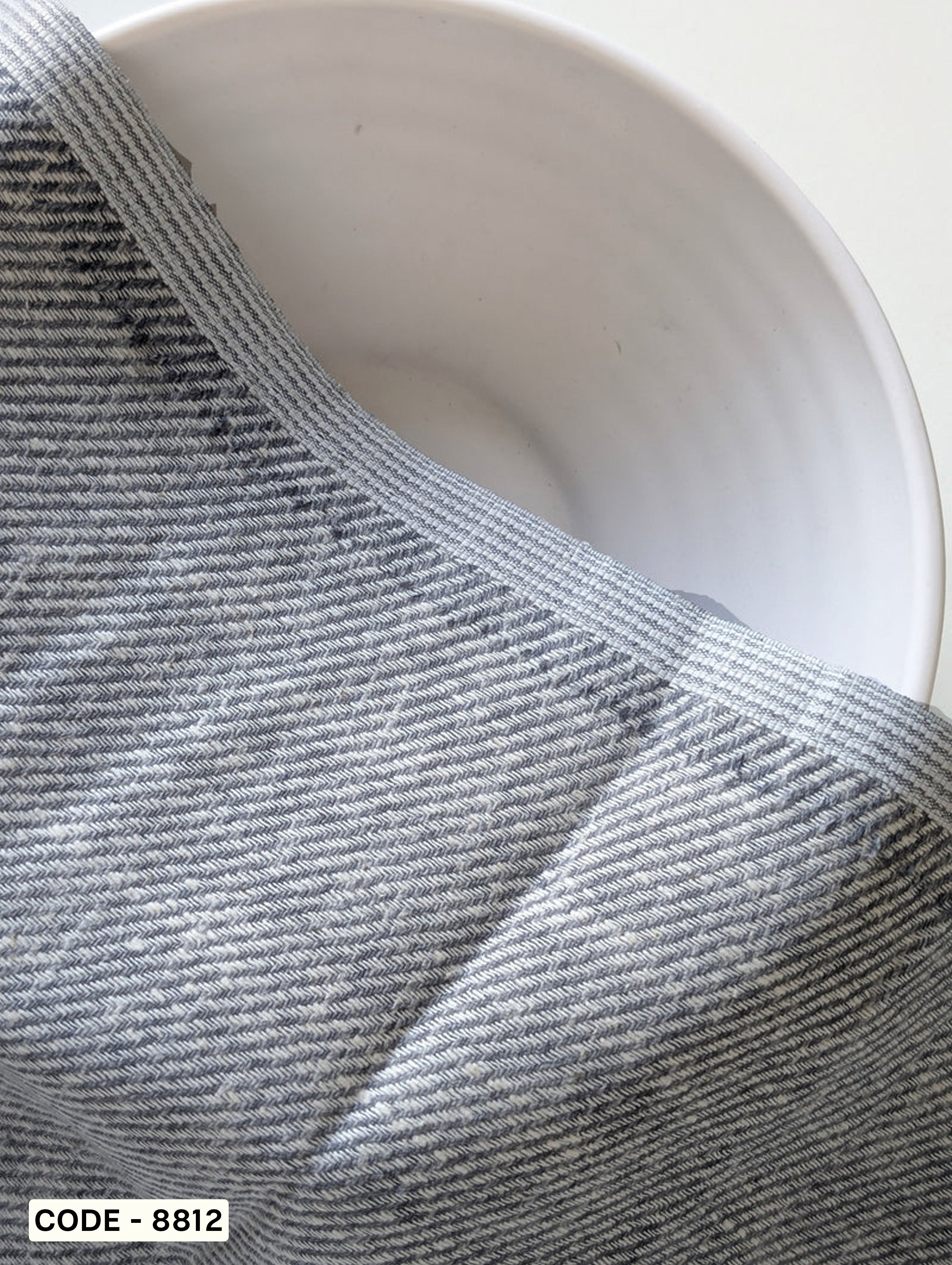 Grey Stripes Loom Textured Blended Cotton Yarn Dyed Fabric 58"