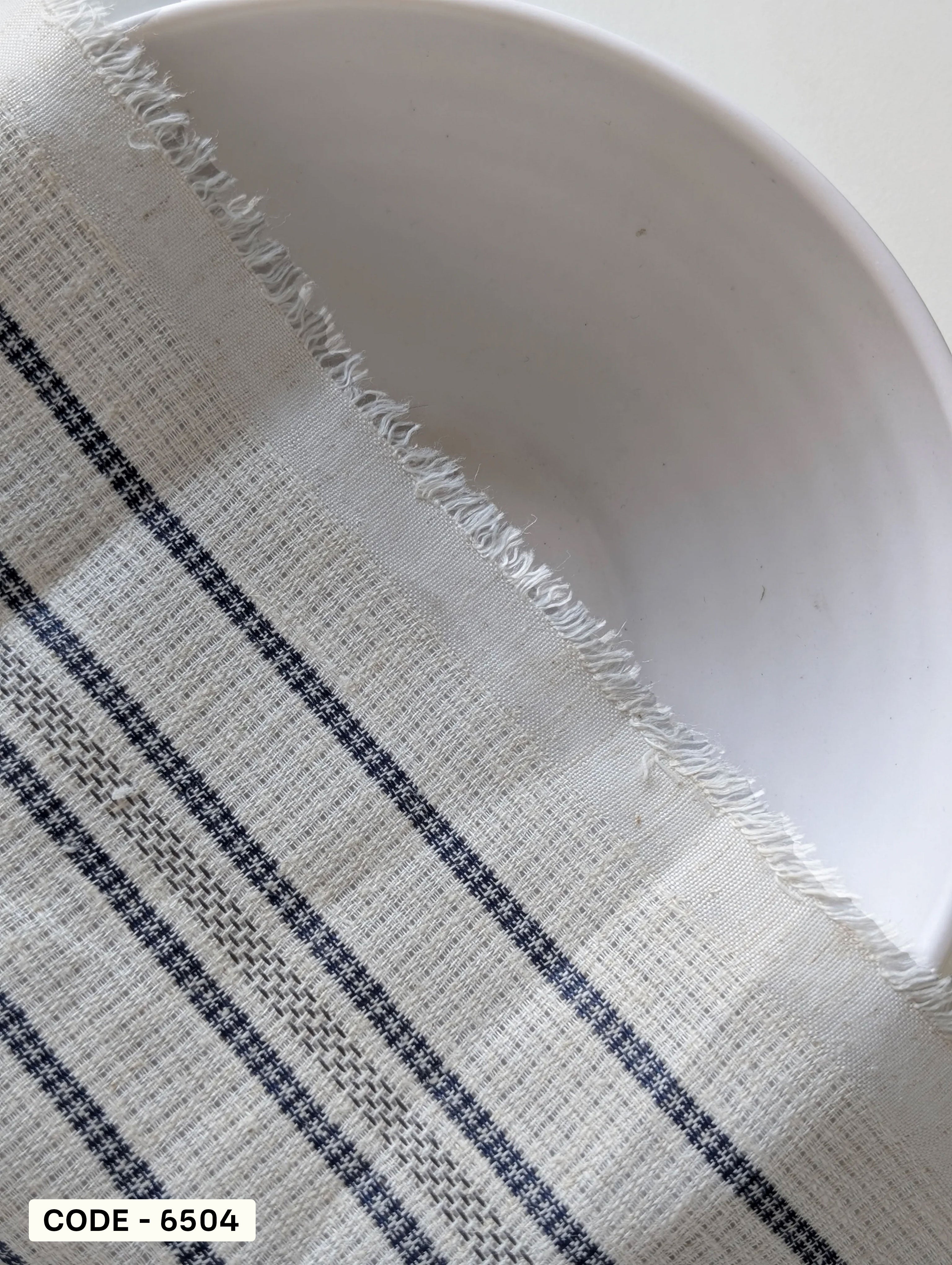 Off-White Stripes Loom Textured Blended Cotton Yarn Dyed Fabric 56"