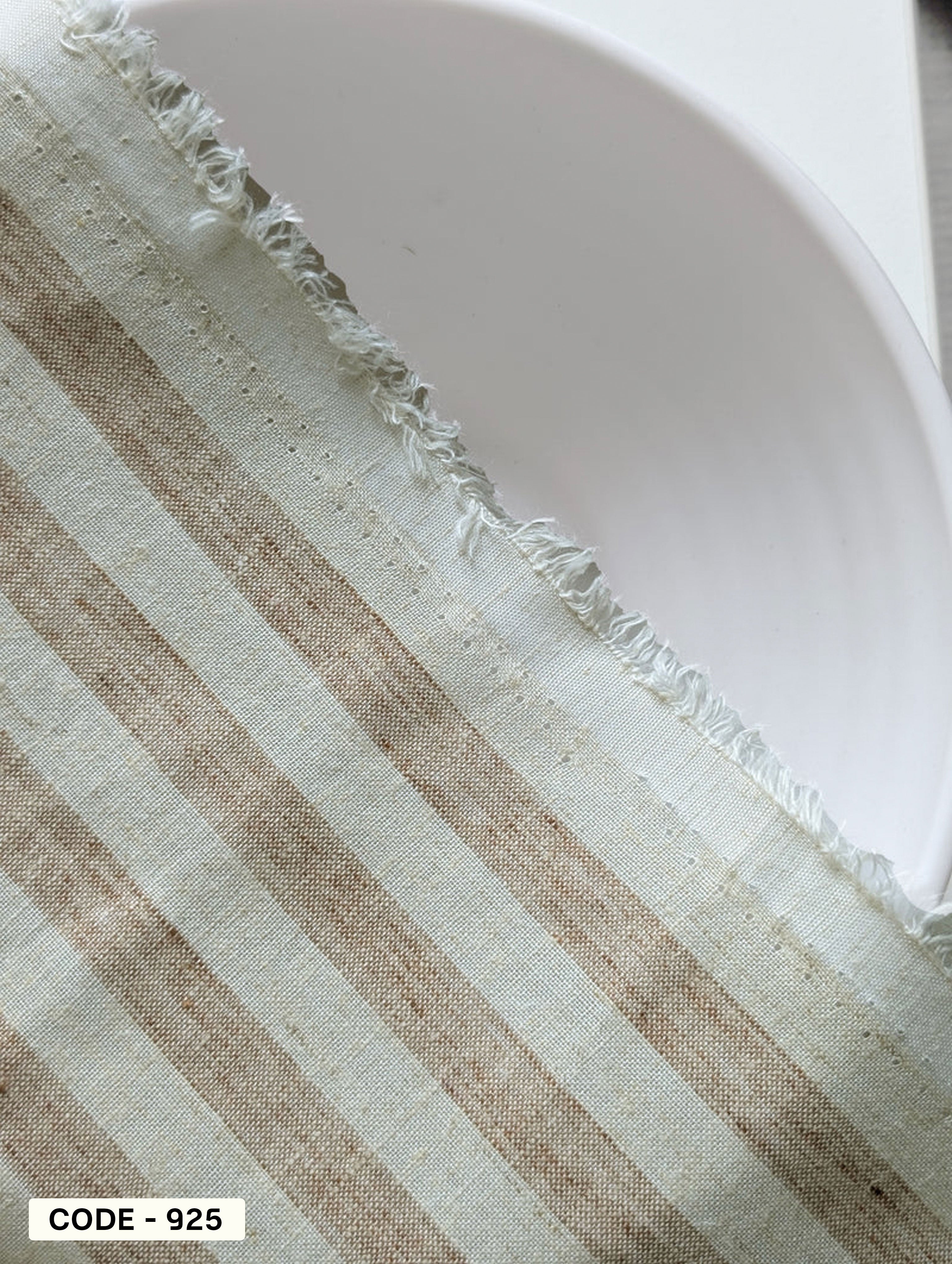 Brown Stripes Loom Textured Blended Cotton Yarn Dyed Fabric 58"