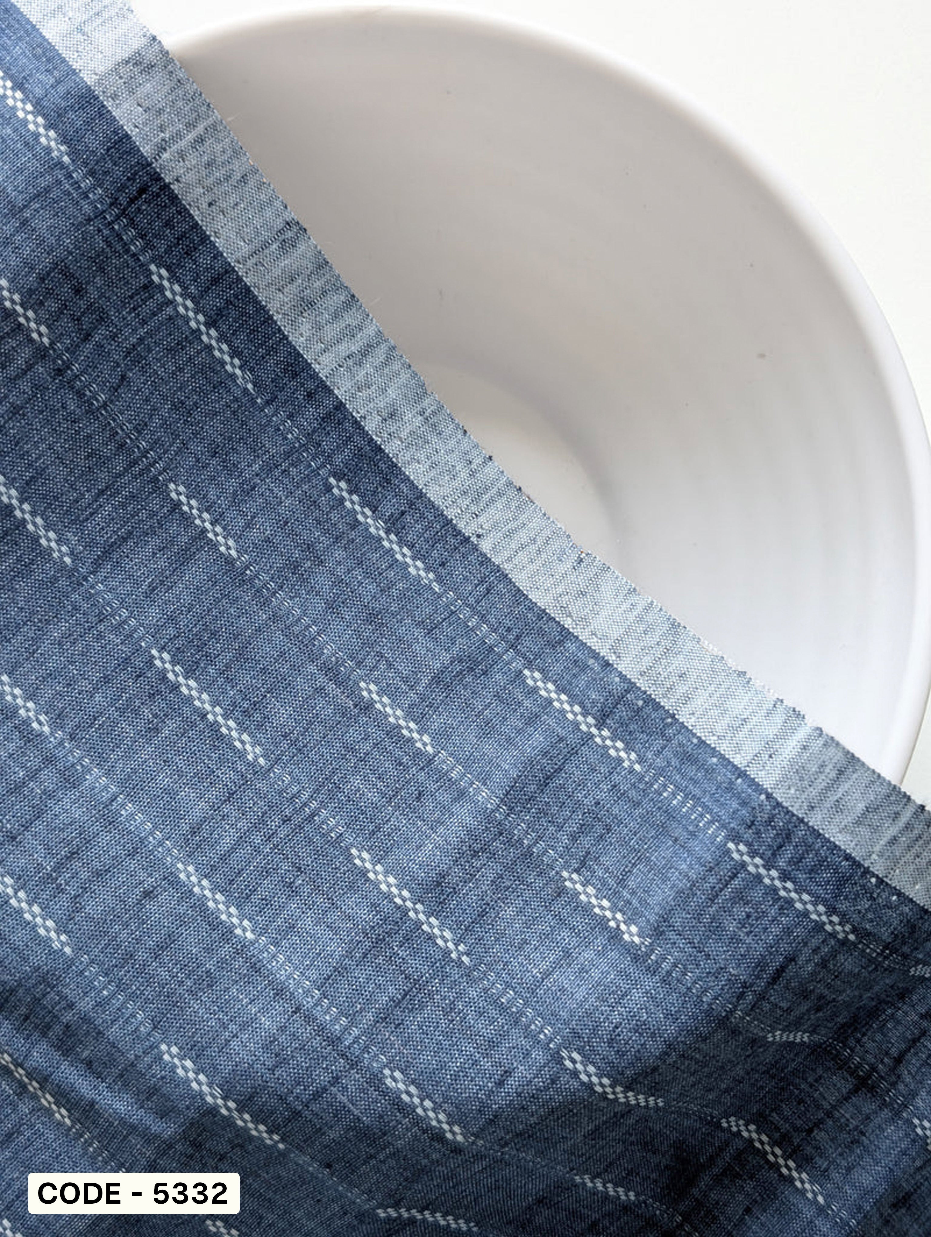 Blue Stripes Blended Cotton Jacquard Yarn Dyed Fabric