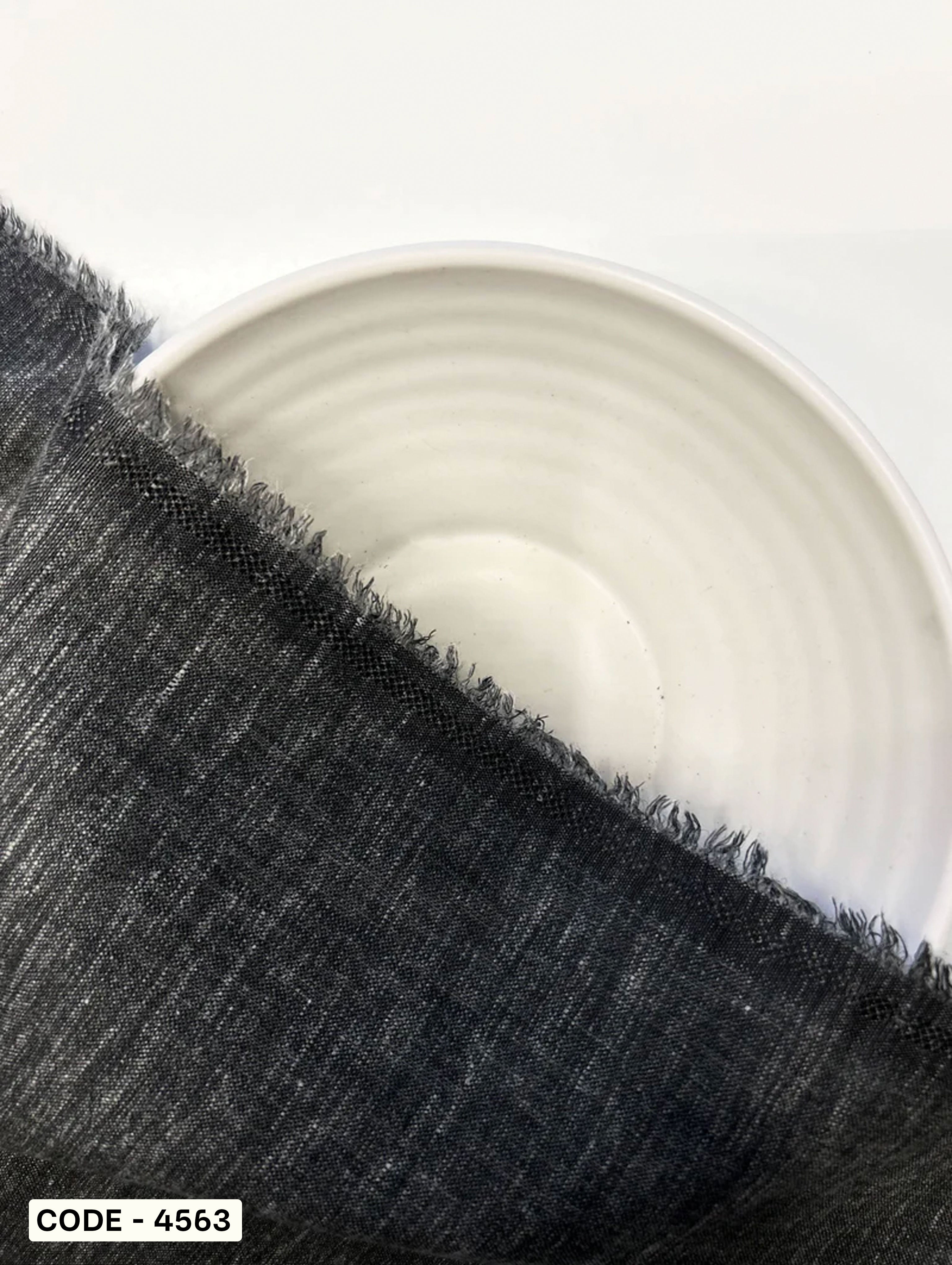 Black Blended Cotton Slub Yarn Dyed Denim Fabric 58"