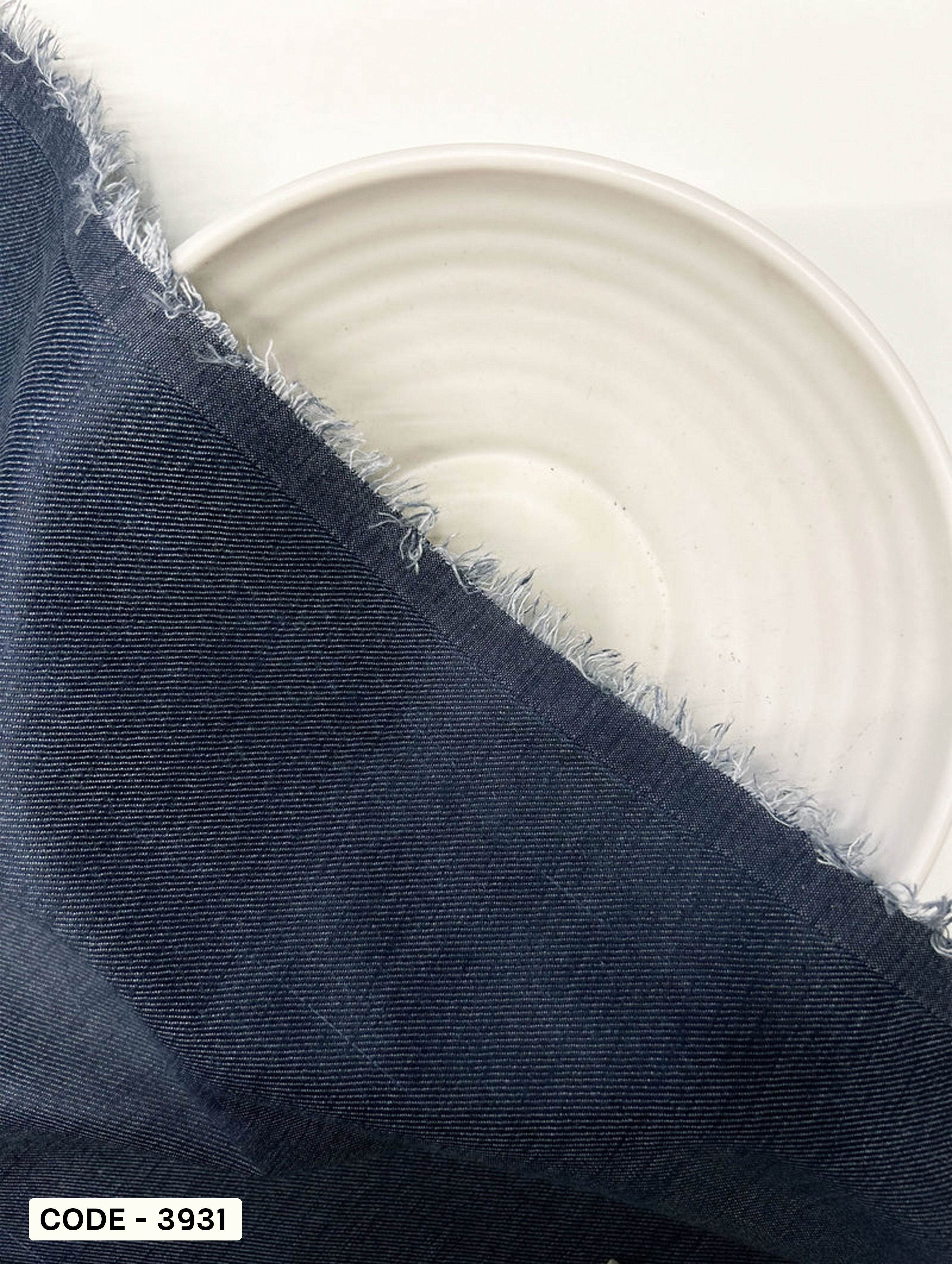 Blue Blended Cotton Yarn Dyed Twill Denim Fabric 58"