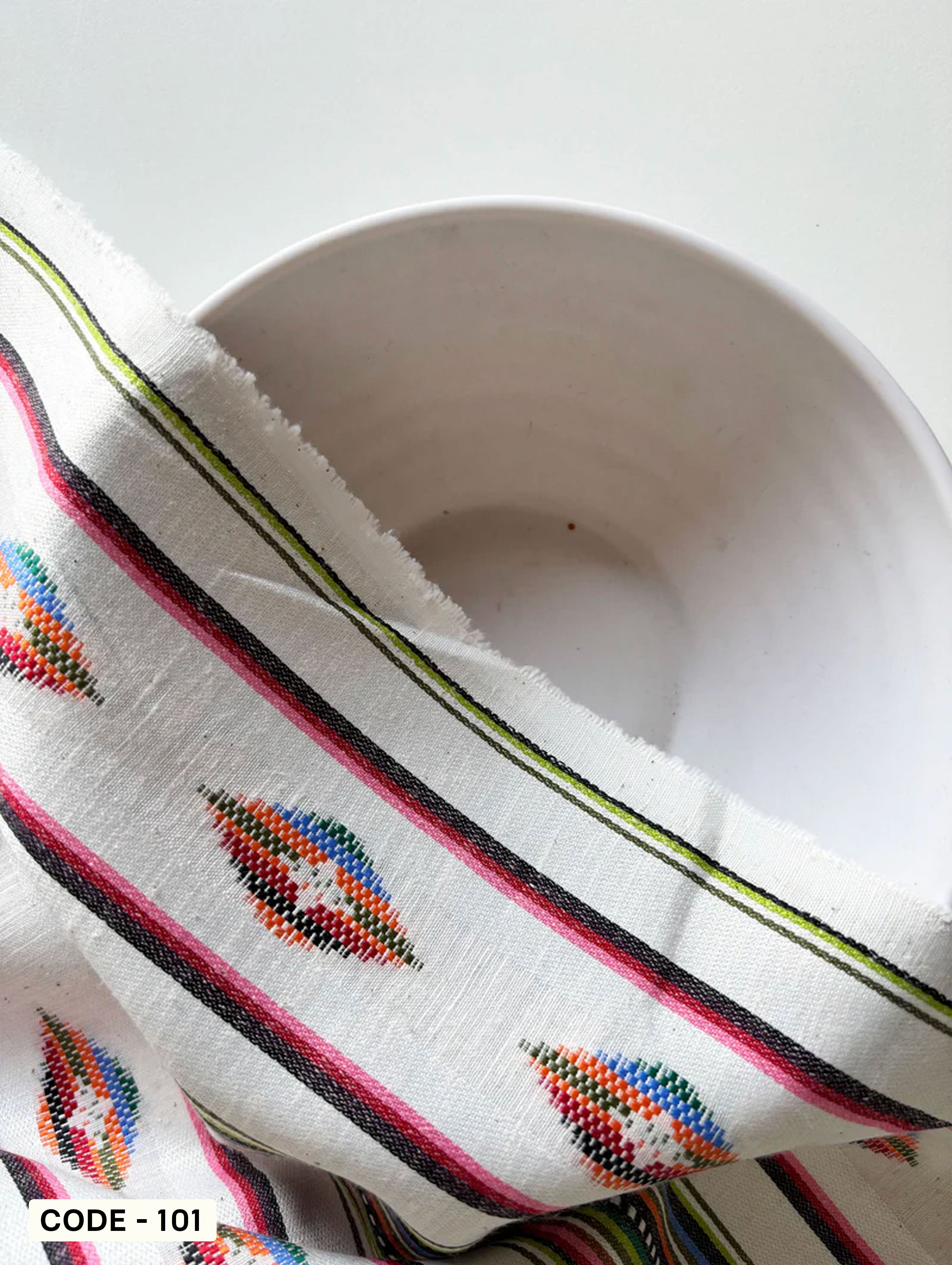 White Loom Textured Blended Viscose Jacquard Yarn Dyed Fabric 57"