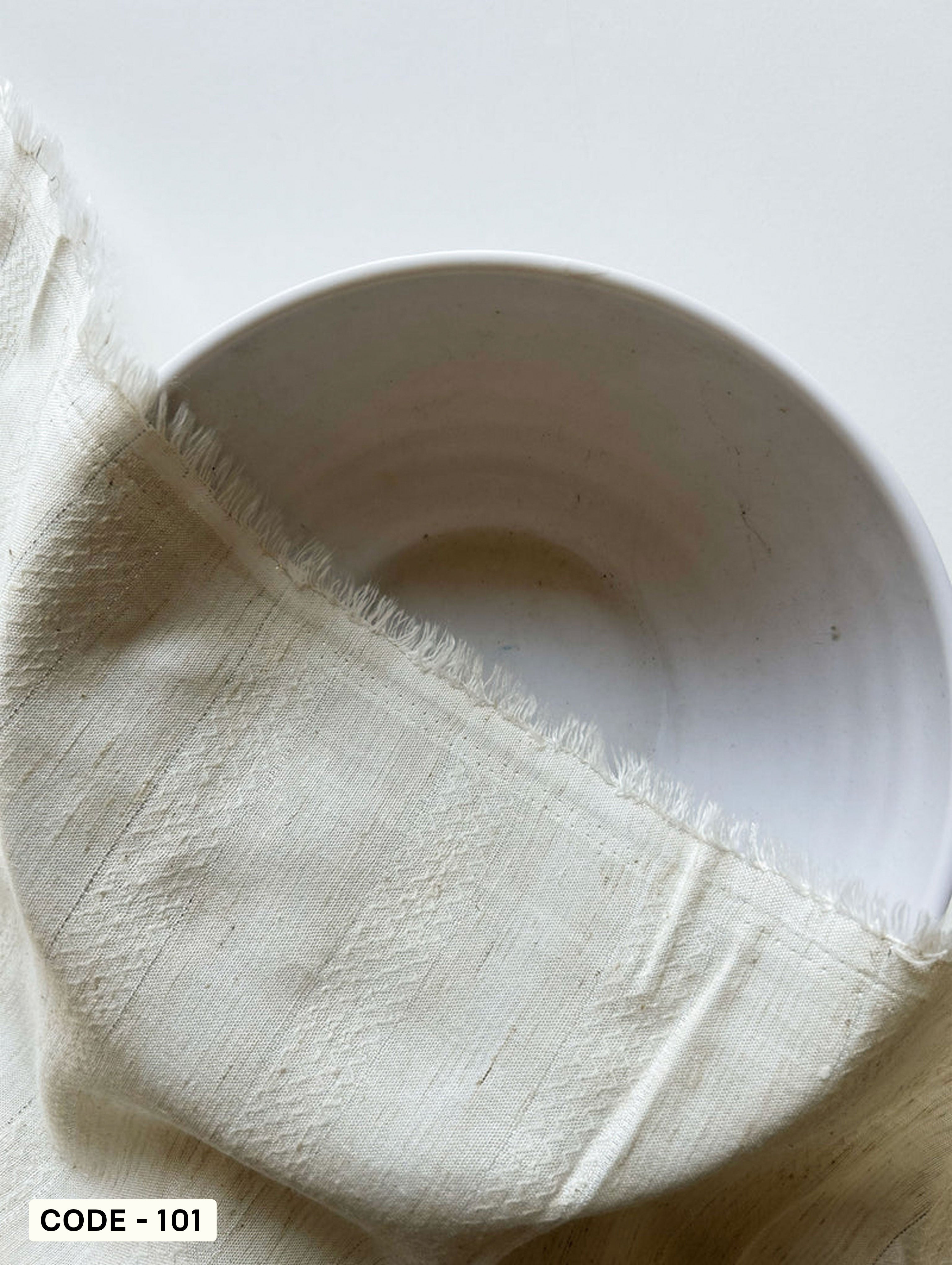 Off-White Loom Textured Blended Viscose Dobby Lurex Yarn Dyed Fabric 57"