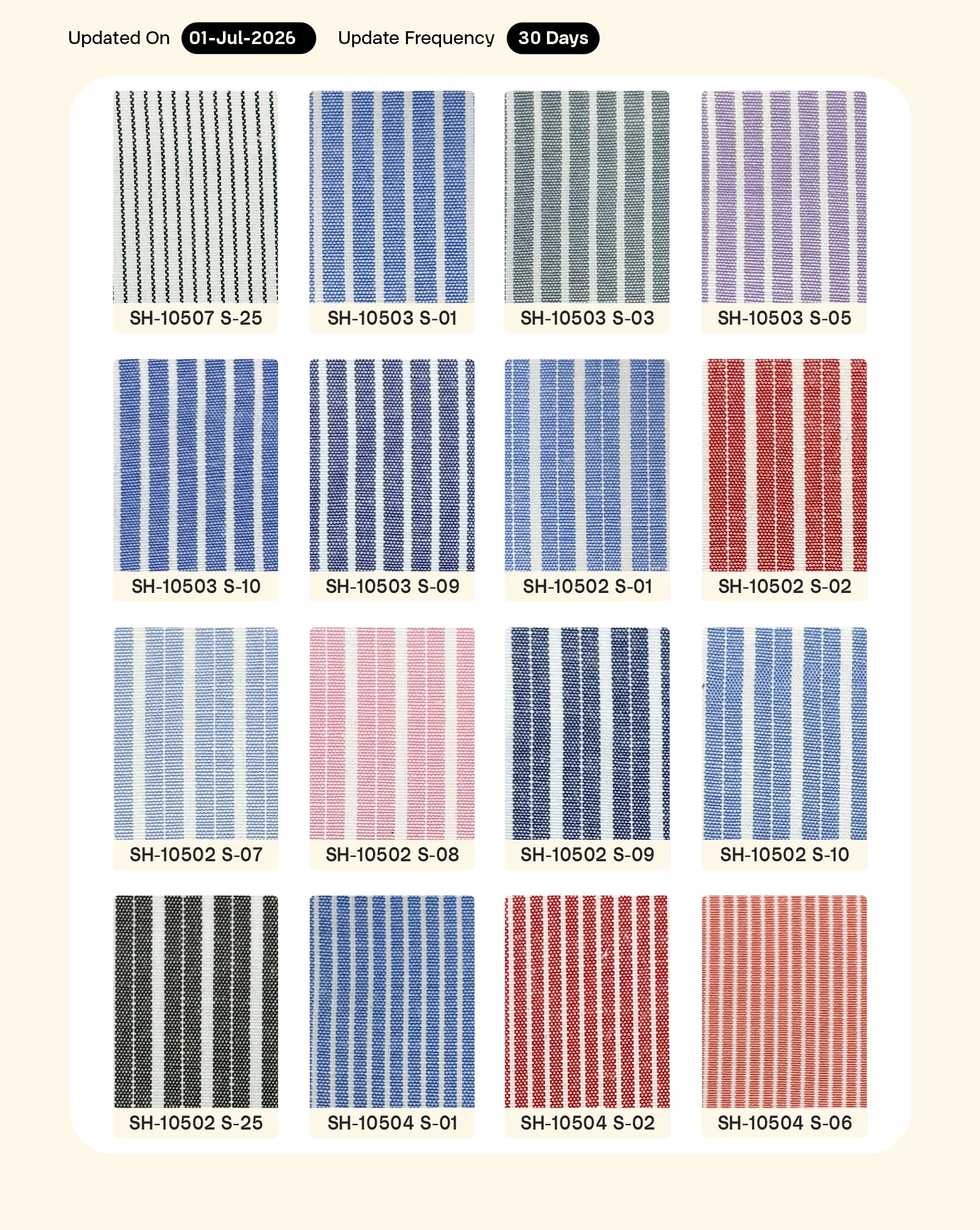 Poly Cotton Stripe Yarn Dyed Fabric 56"