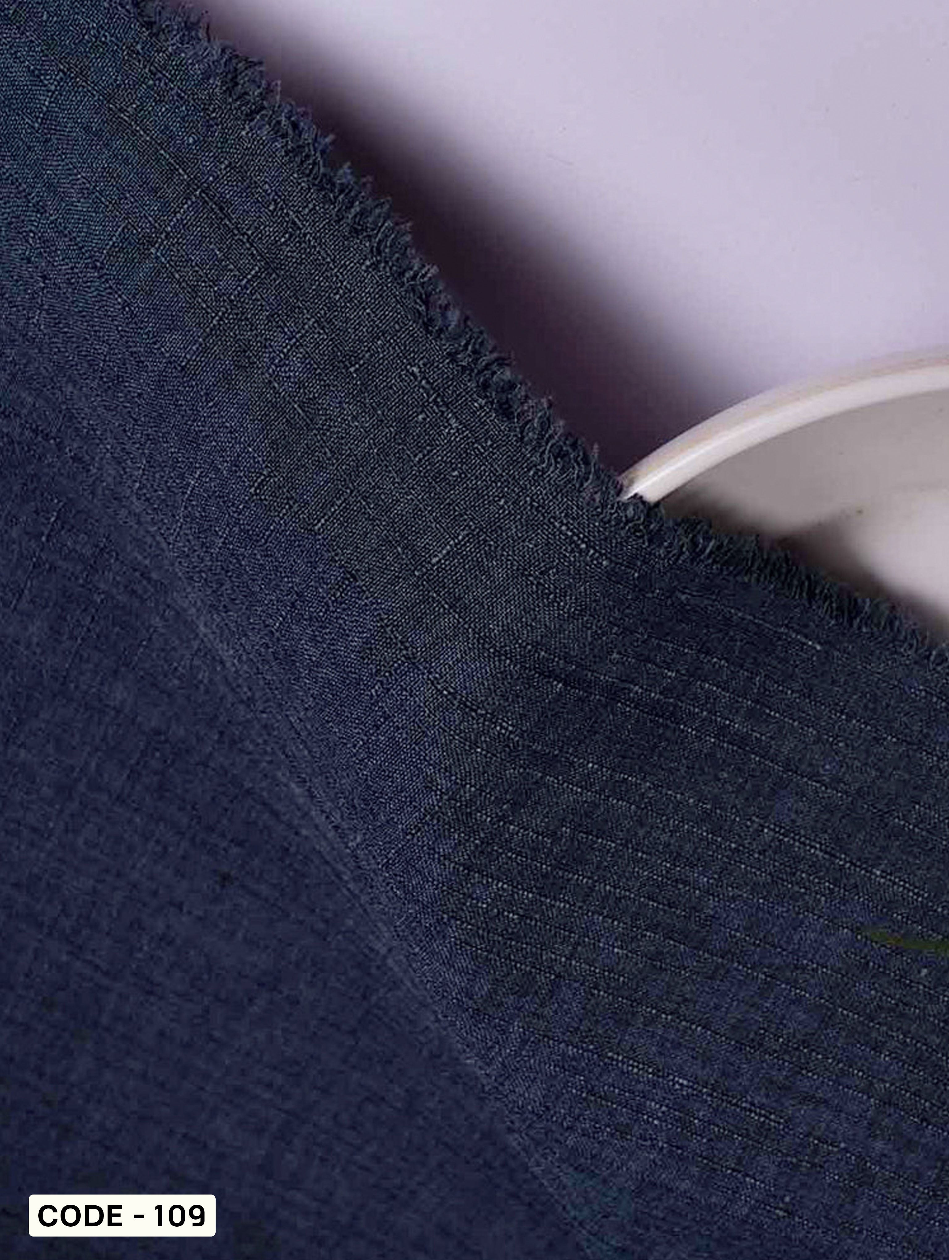 Blue Poly Double Sided Slub Mill Dyed Fabric (Irish Linen) - 25 kg