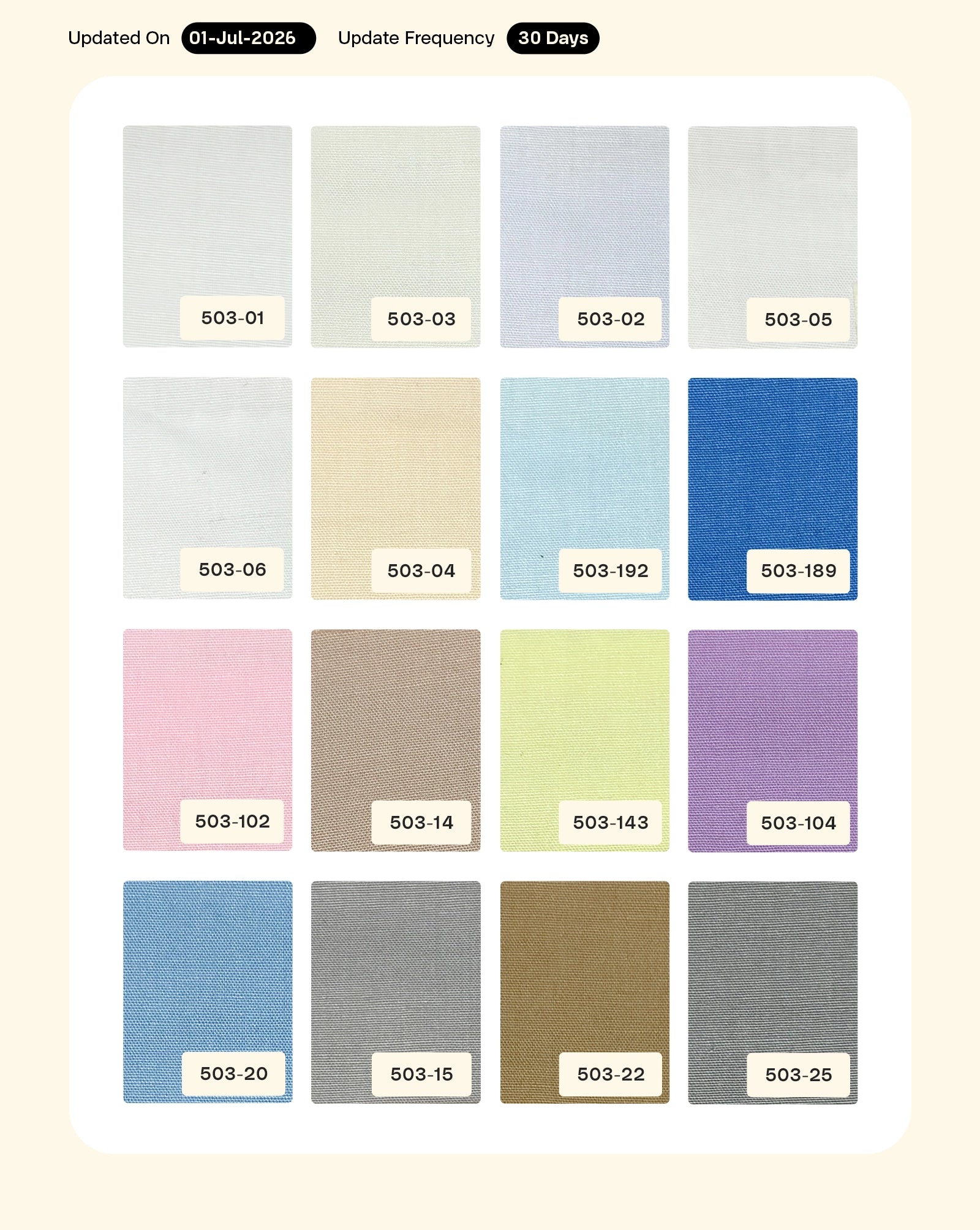 Poly Cotton Mill Dyed Fabric 56"