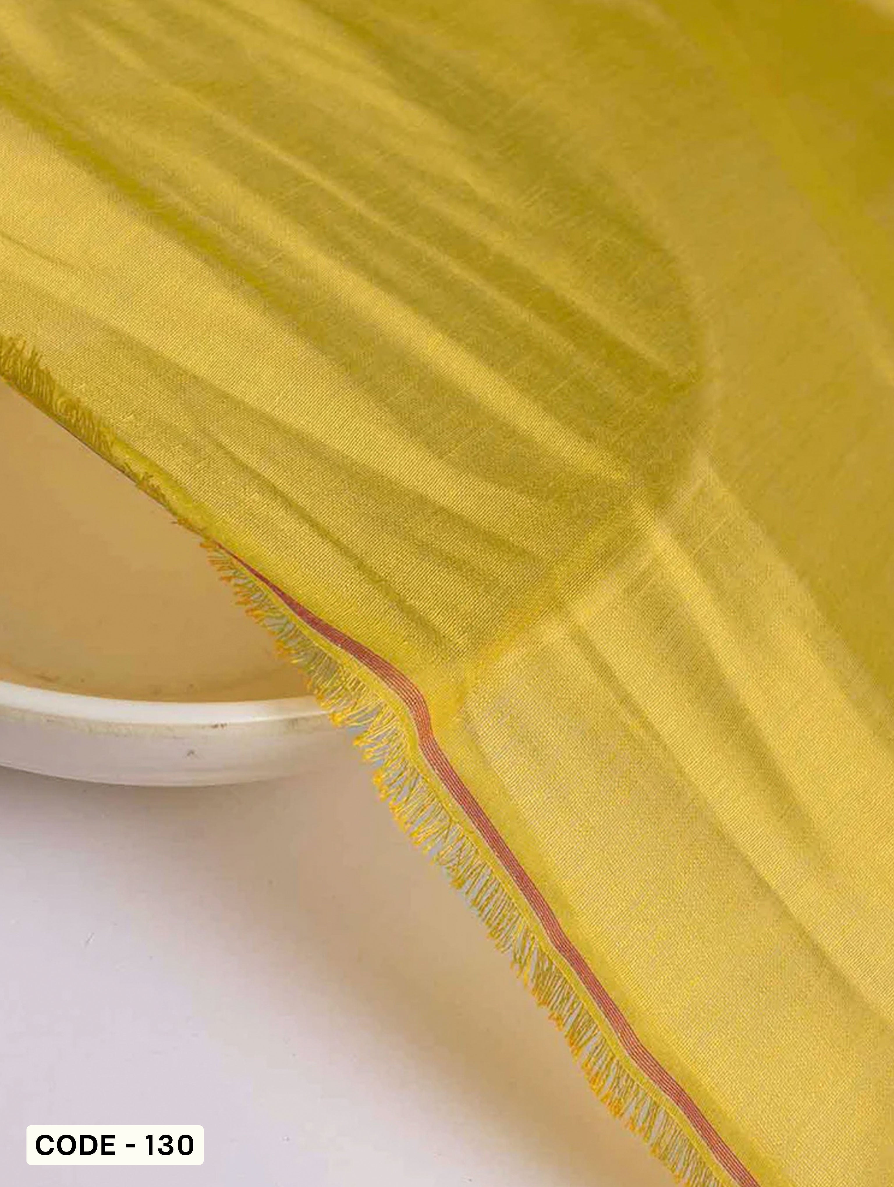 Yellow Poly Viscose Mill Dyed Fabric (Modal Chanderi) - 6 kg