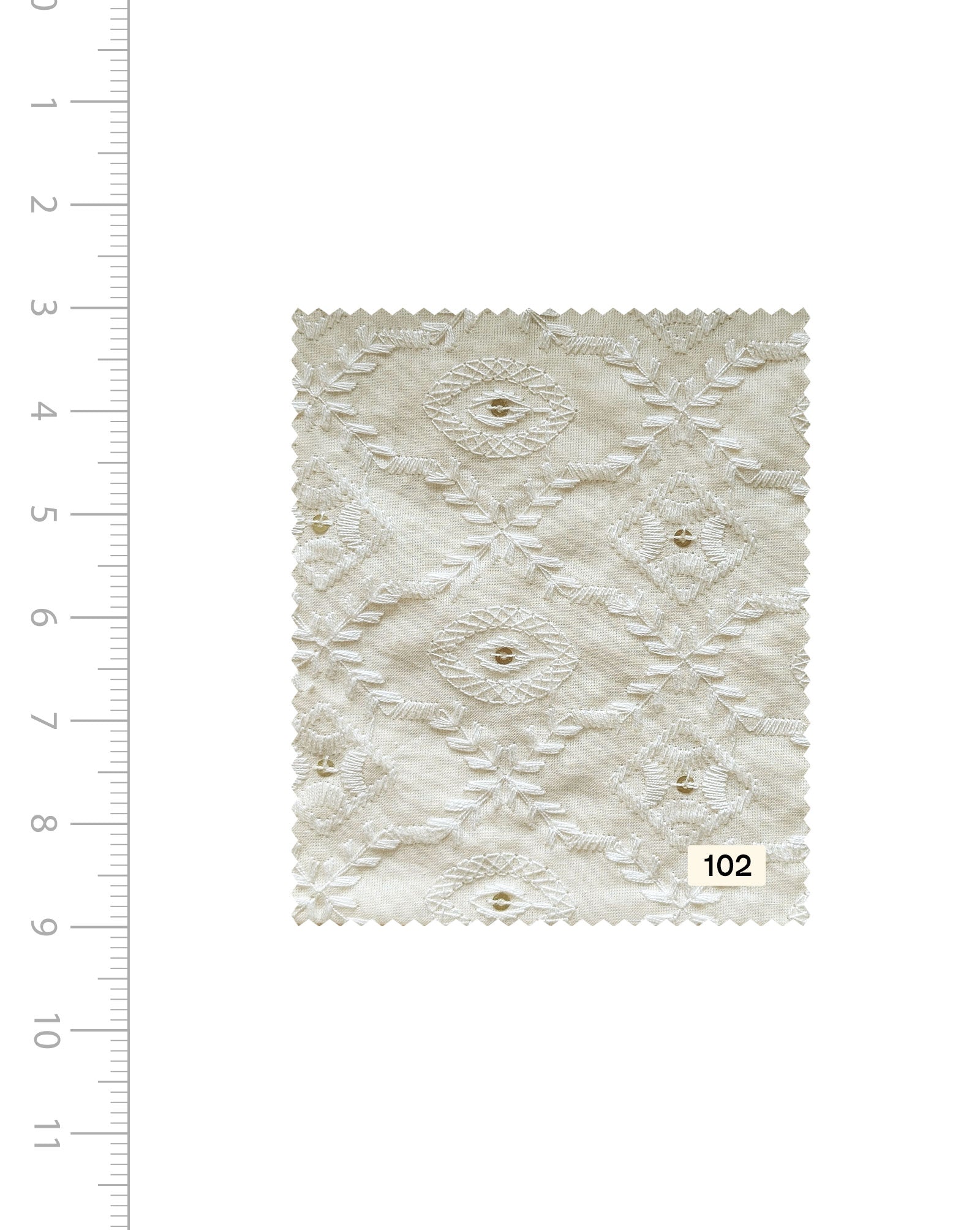 Buy Schiffli Gold Sequins Embroidery Cotton Fabric 46" (Greige) Online