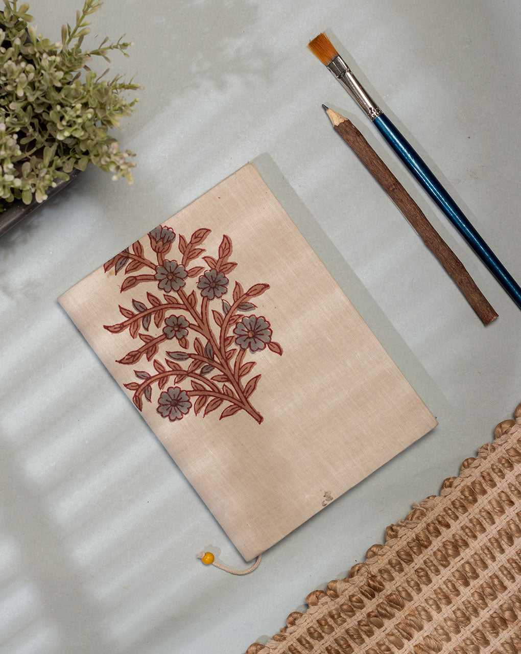 Handmade Screen Print Cotton Fabric Cover Diary