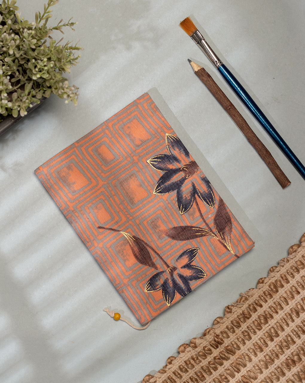 Handmade Screen Print Cotton Fabric Cover Diary
