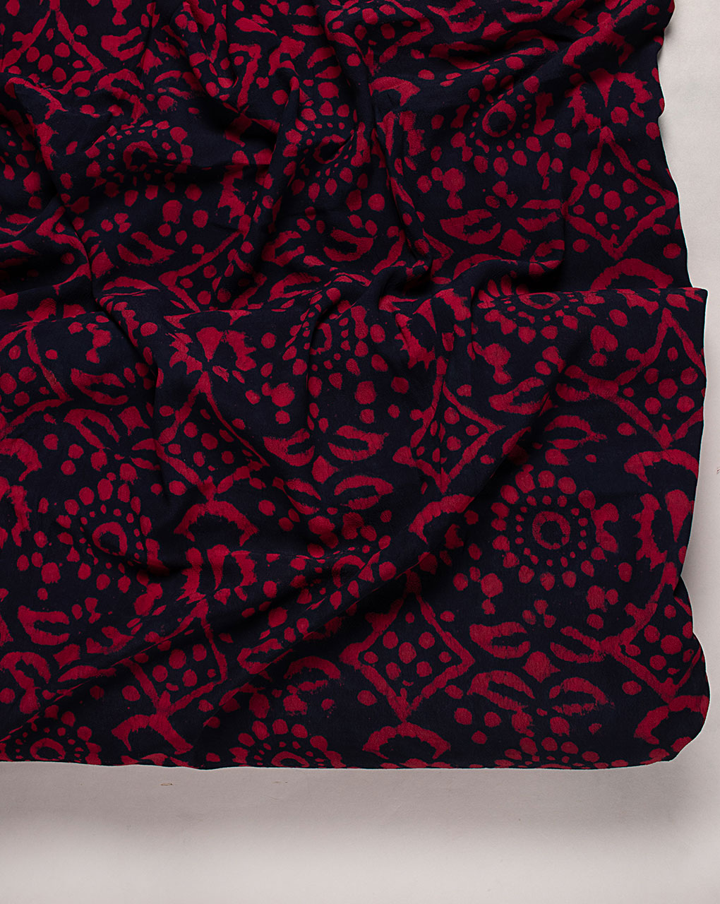Hand Block Moss Crepe Fabric