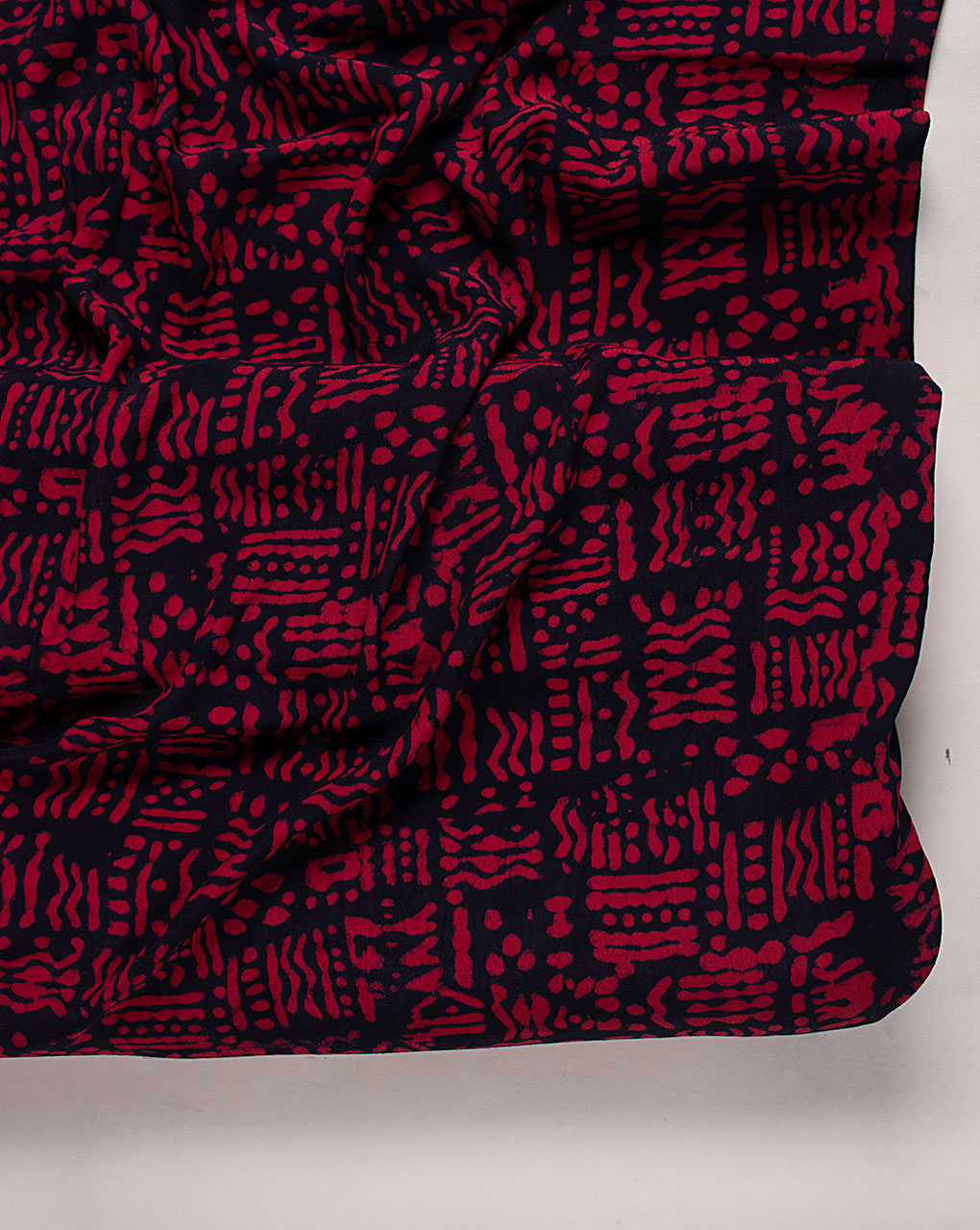 Hand Block Moss Crepe Fabric