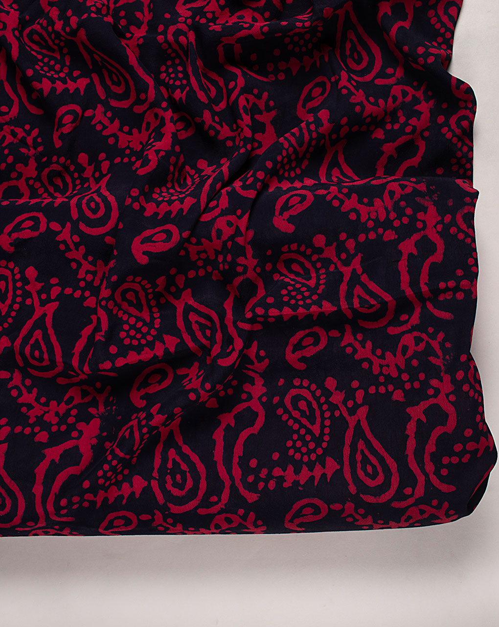 Hand Block Moss Crepe Fabric