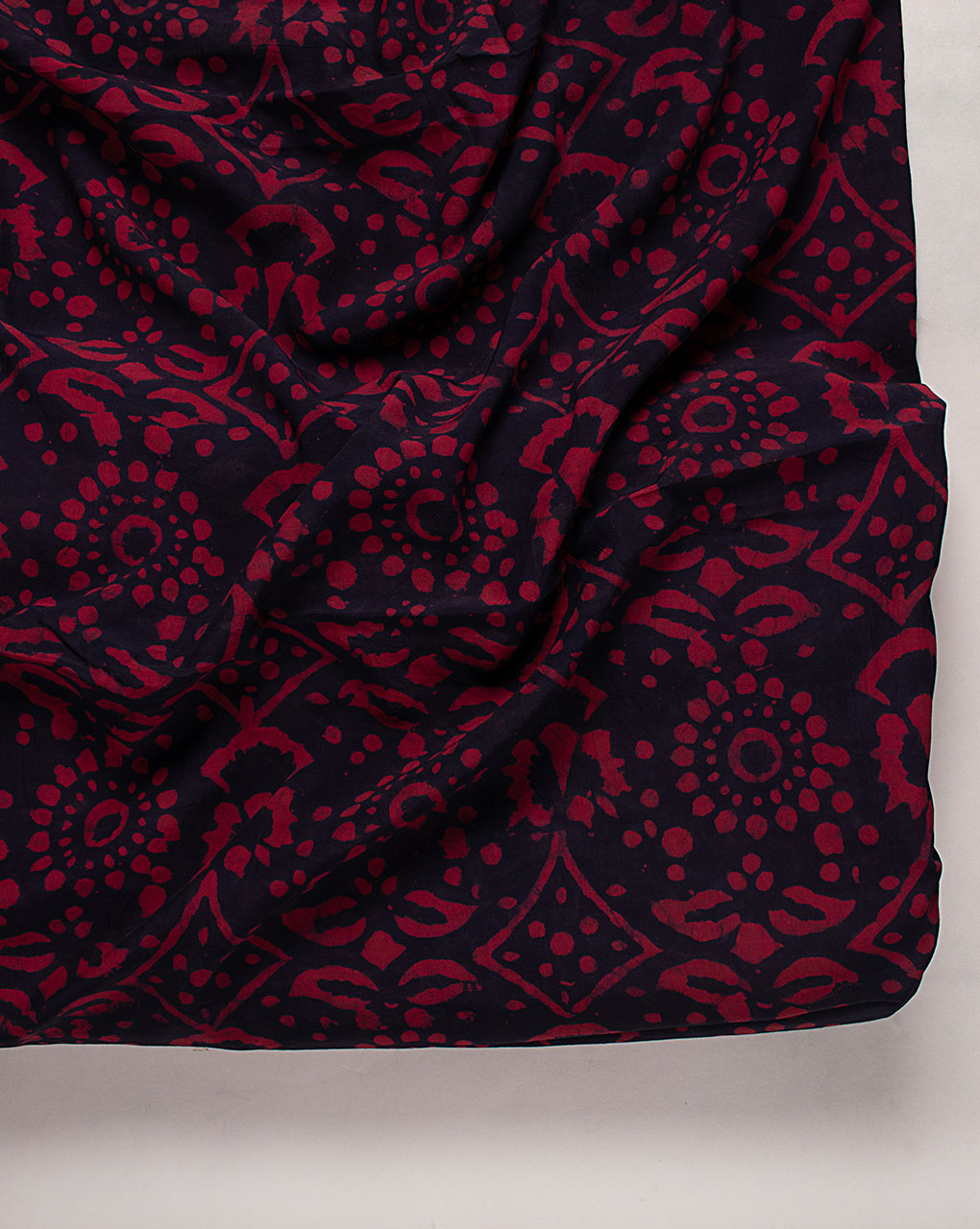 Hand Block Moss Crepe Fabric
