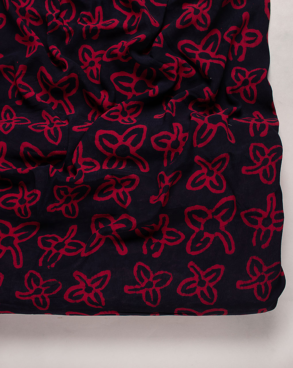 Hand Block Moss Crepe Fabric