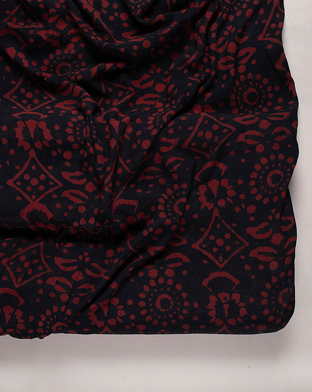 Hand Block Moss Crepe Fabric