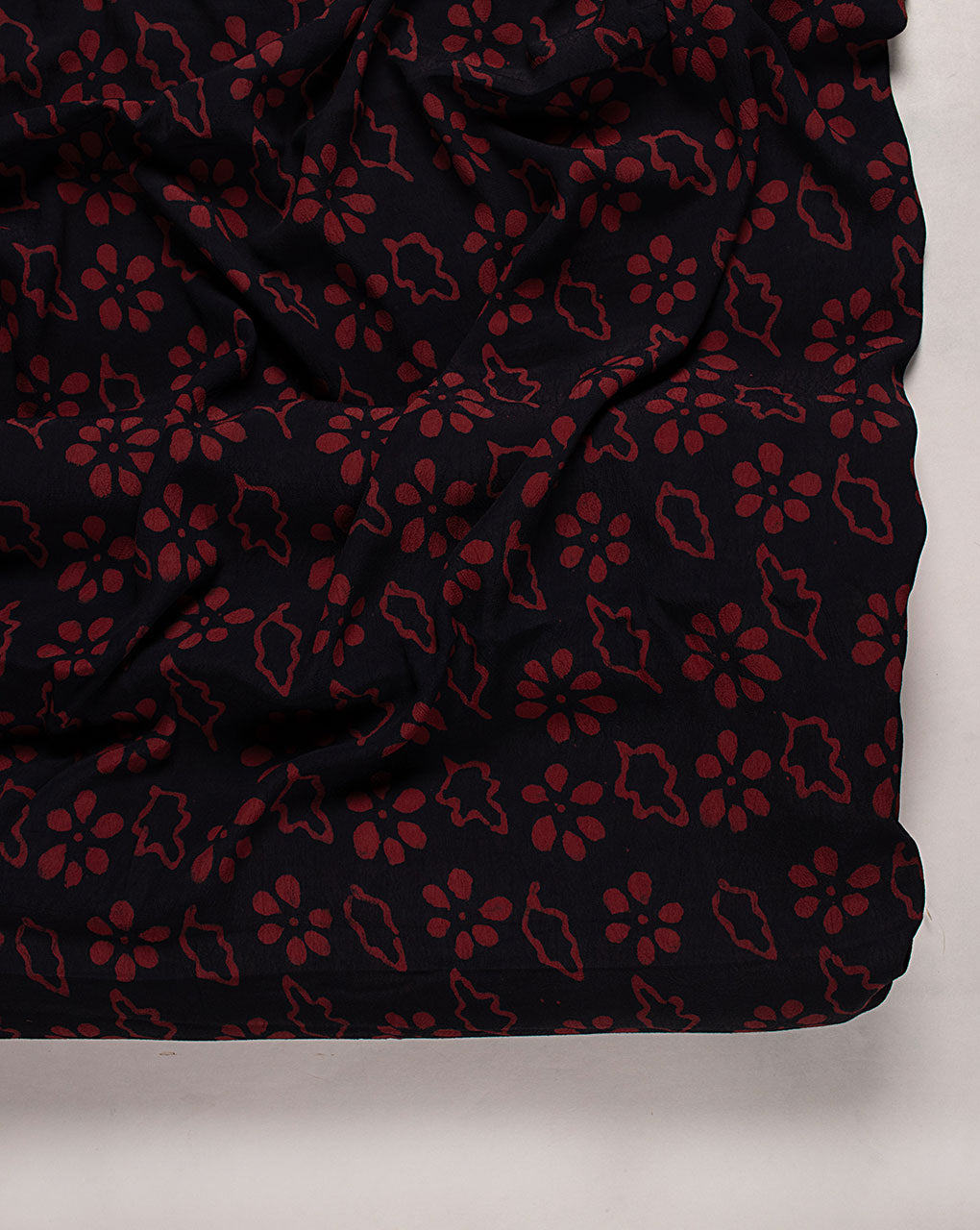 Hand Block Moss Crepe Fabric