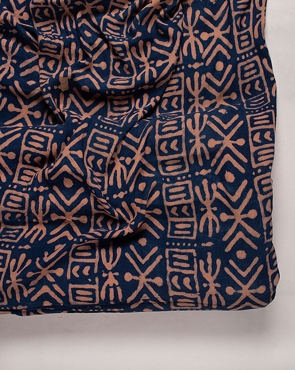 Indigo Hand Block Moss Crepe Fabric