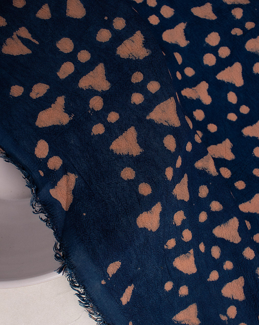 Indigo Hand Block Moss Crepe Fabric
