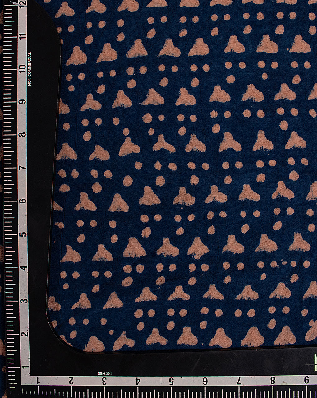 Indigo Hand Block Moss Crepe Fabric