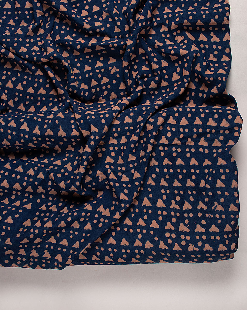 Indigo Hand Block Moss Crepe Fabric