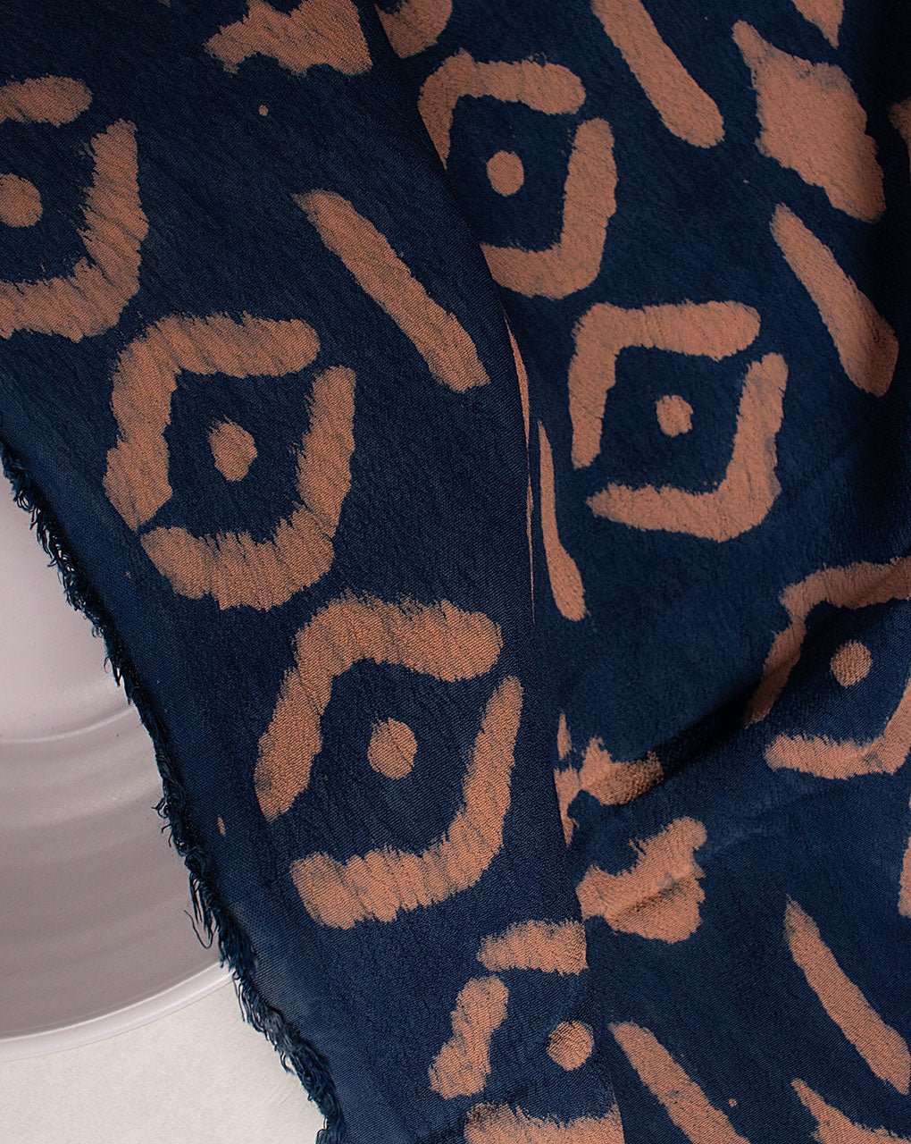 Indigo Hand Block Moss Crepe Fabric
