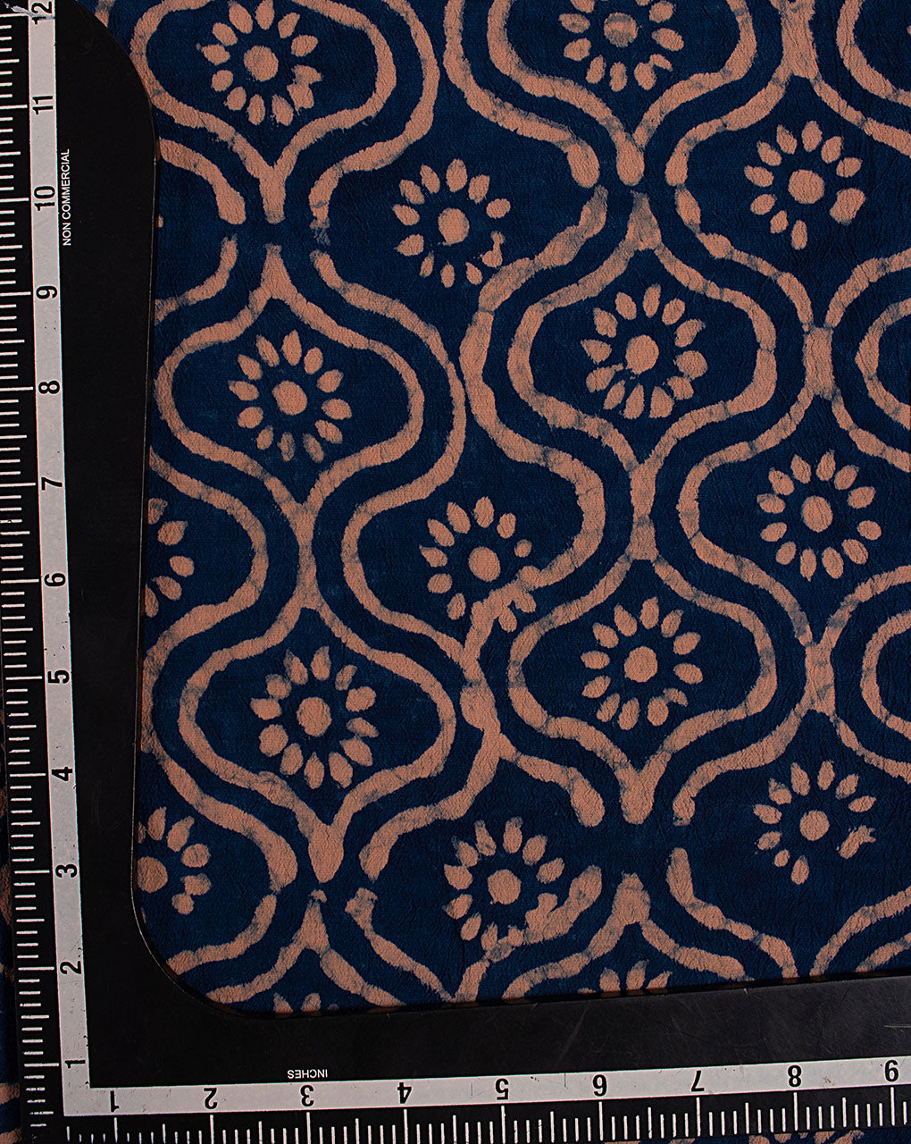 Indigo Hand Block Moss Crepe Fabric