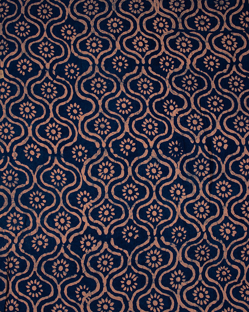 Indigo Hand Block Moss Crepe Fabric