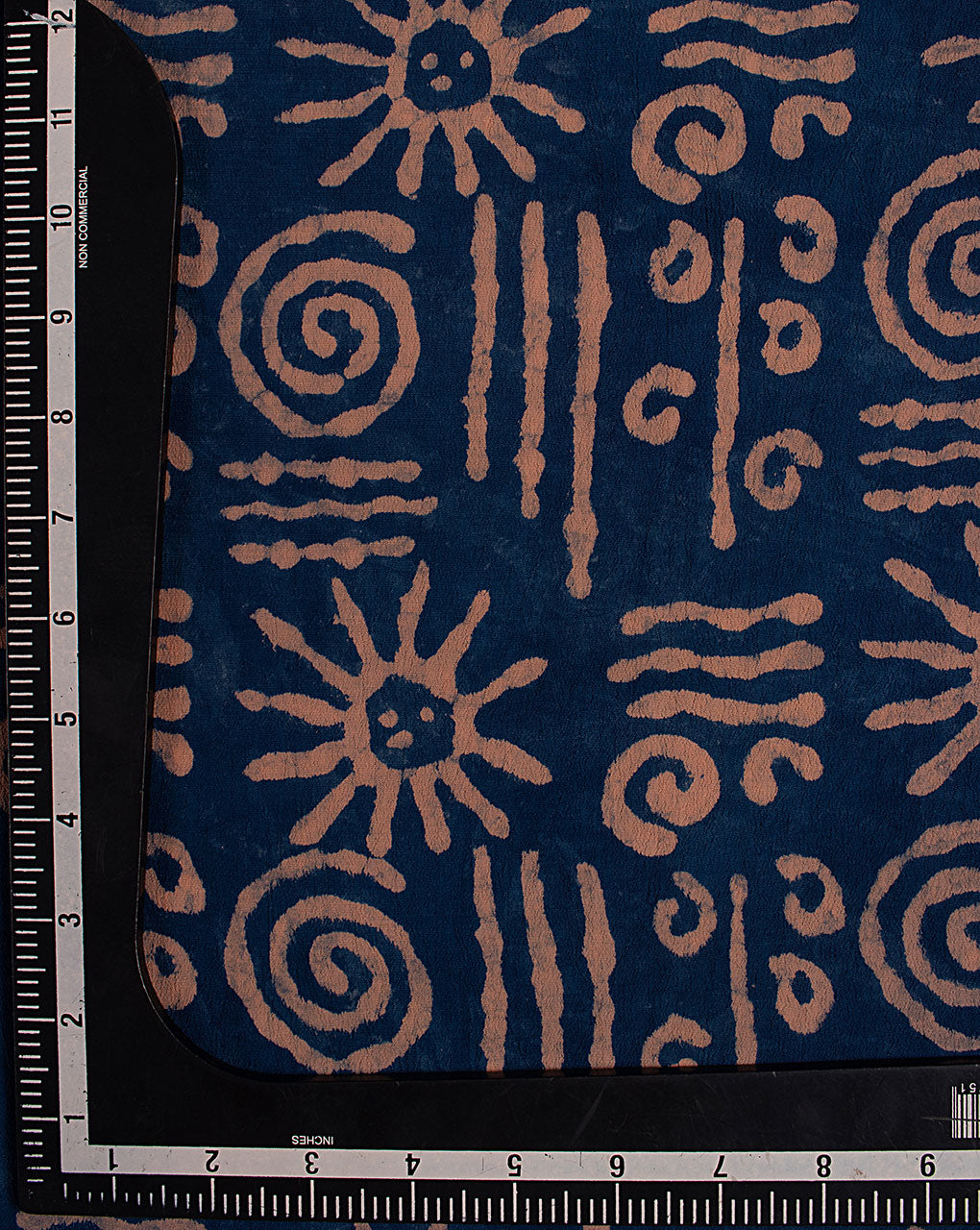 Indigo Hand Block Moss Crepe Fabric