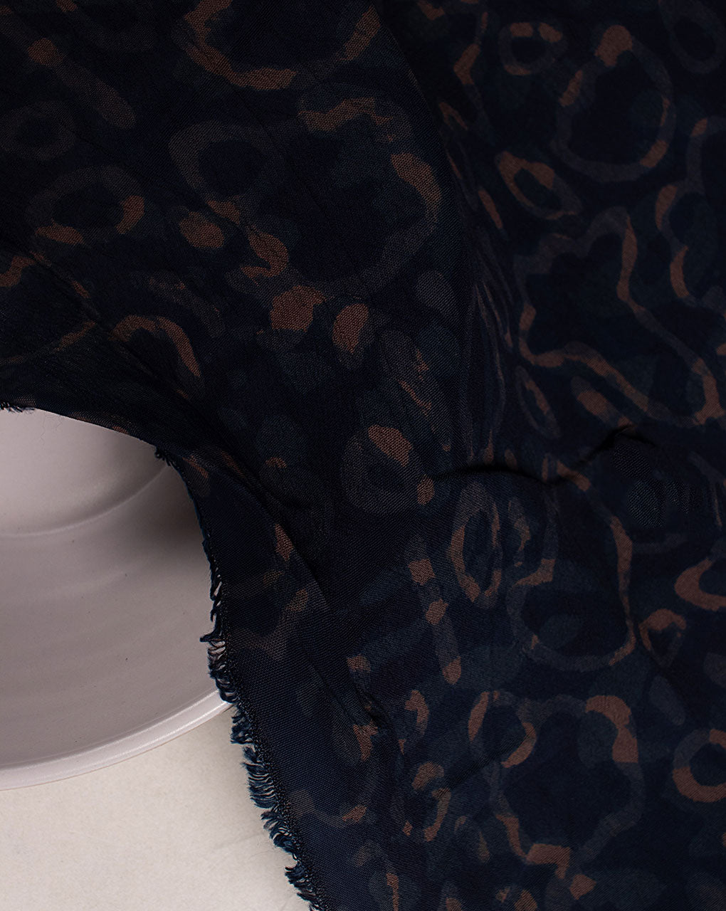 Indigo Hand Block Moss Crepe Fabric