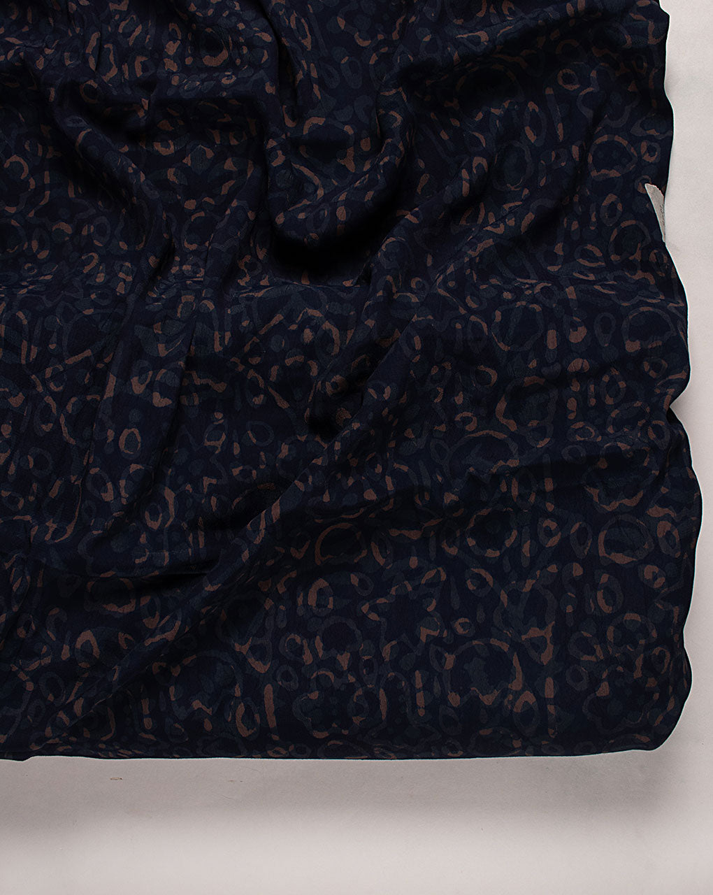 Indigo Hand Block Moss Crepe Fabric