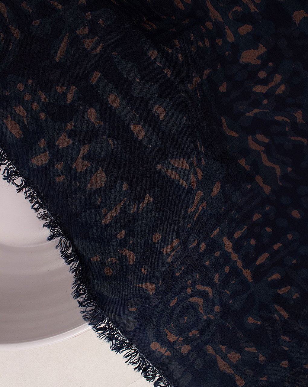 Indigo Hand Block Moss Crepe Fabric