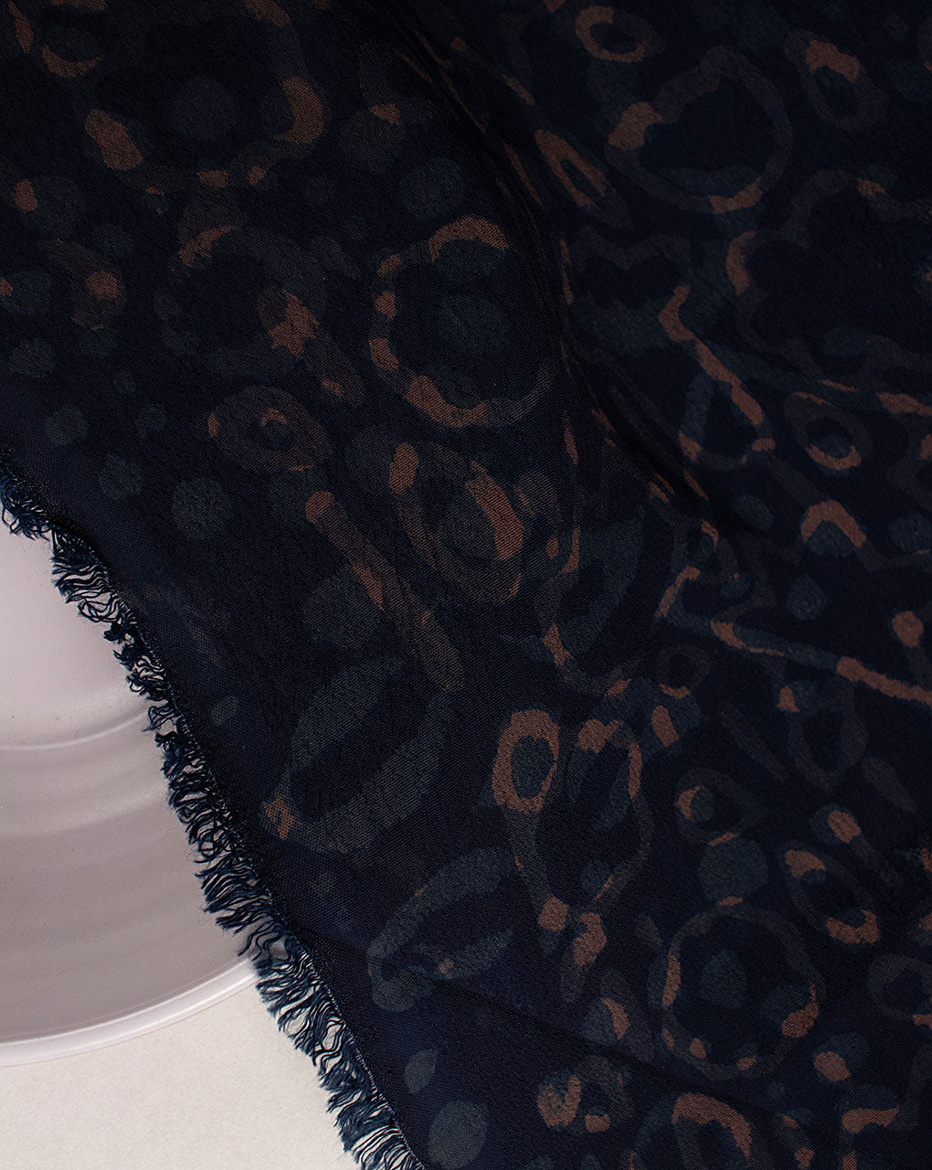 Indigo Hand Block Moss Crepe Fabric