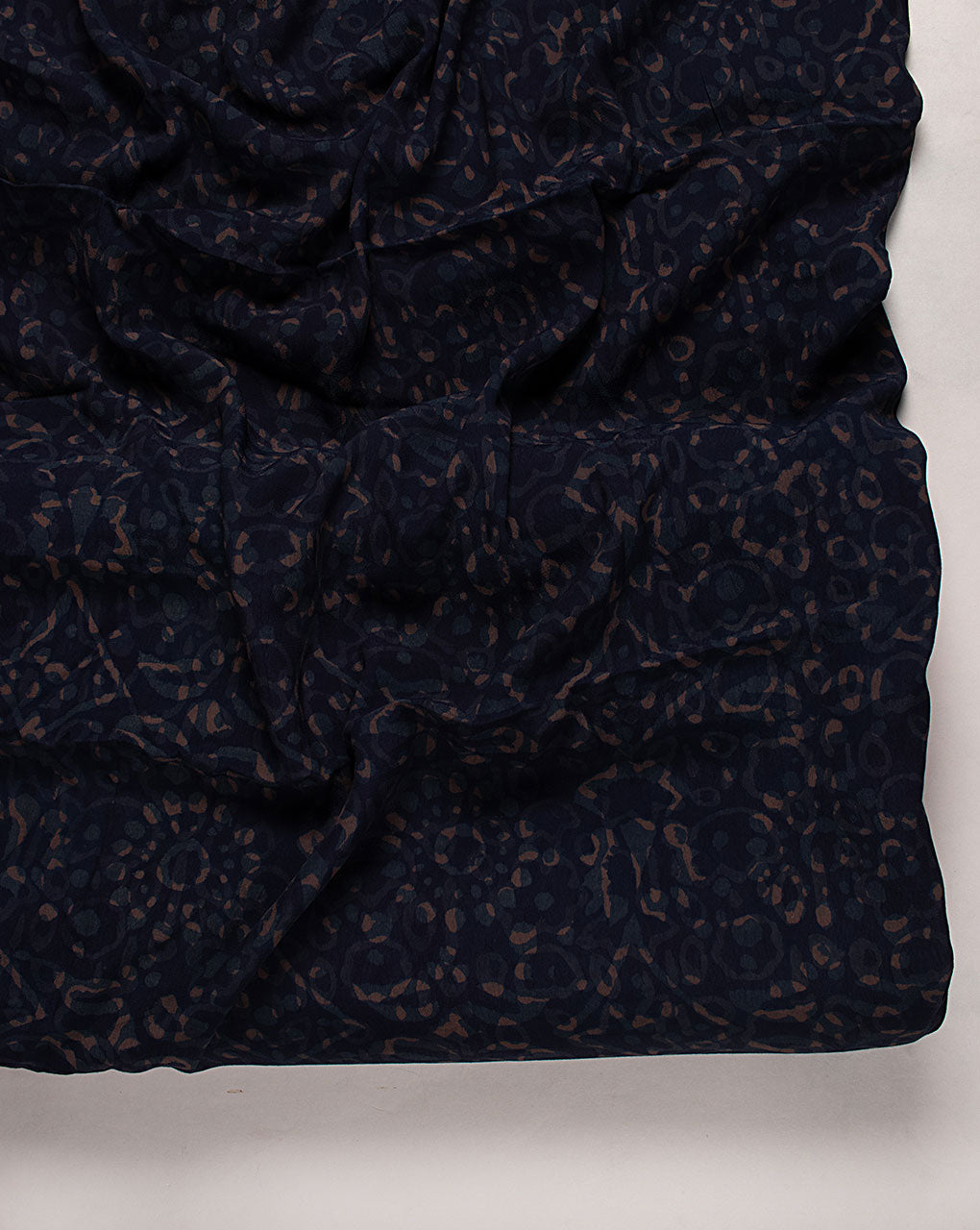 Indigo Hand Block Moss Crepe Fabric