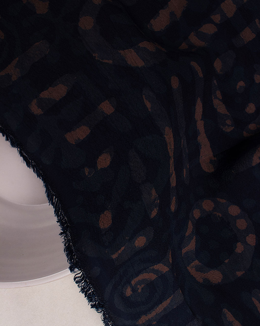 Indigo Hand Block Moss Crepe Fabric