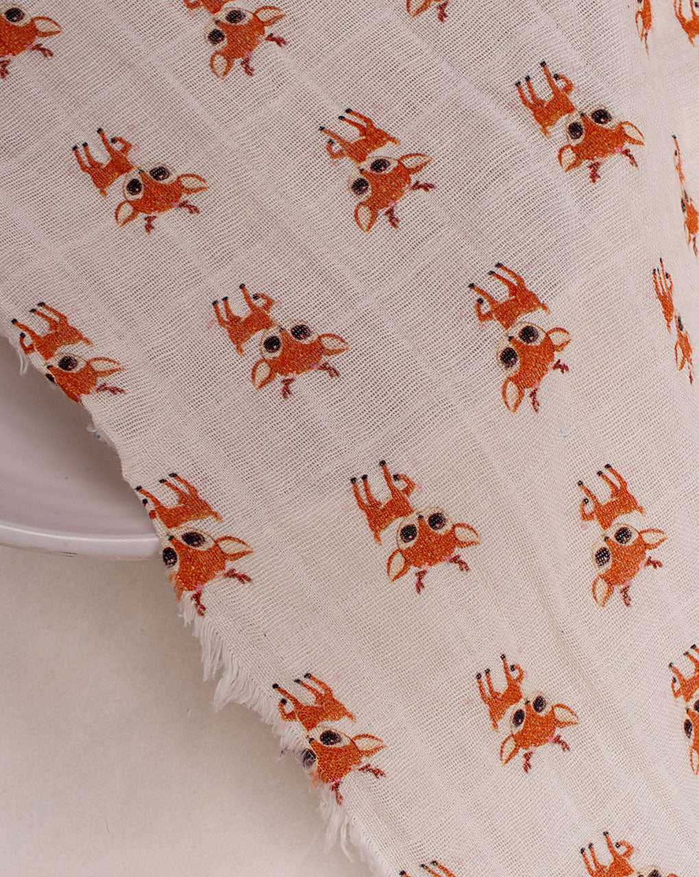 Digital Print Organic Cotton Checks Muslin Fabric ( Width 52 Inch )