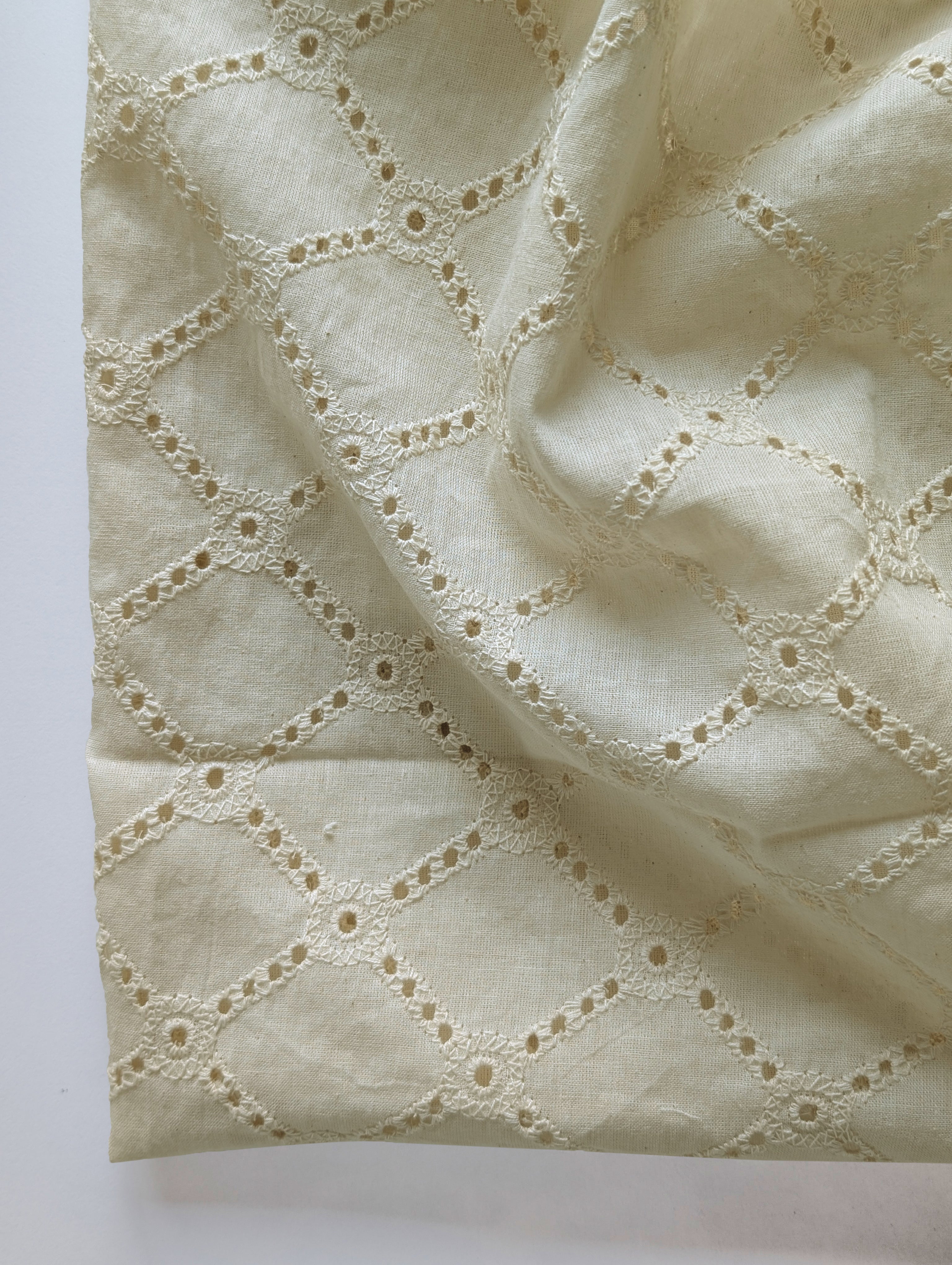 Schiffli Embroidery Cotton Fabric 46" (Greige)