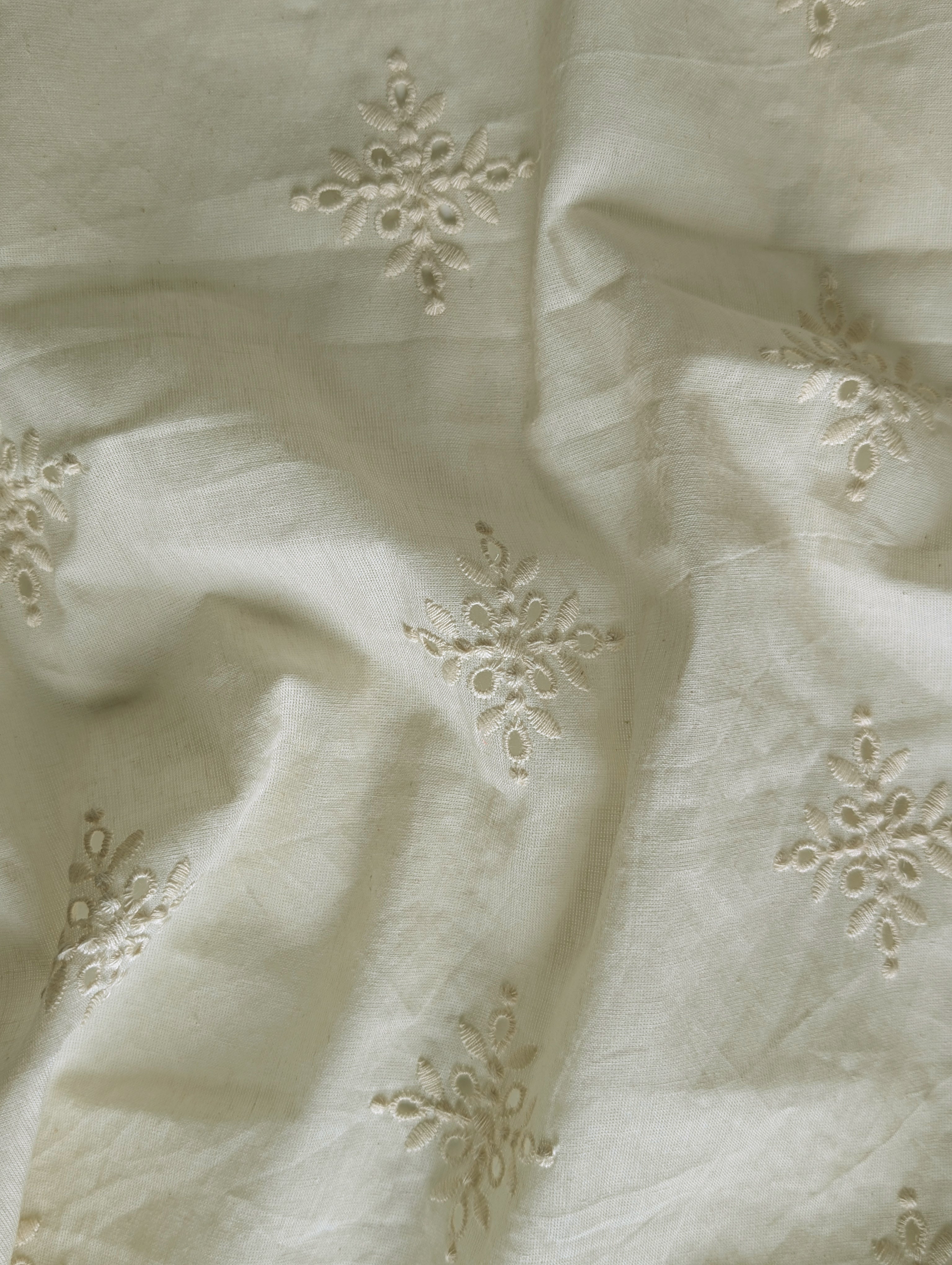 Schiffli Embroidery Cotton Fabric 46 (Greige)