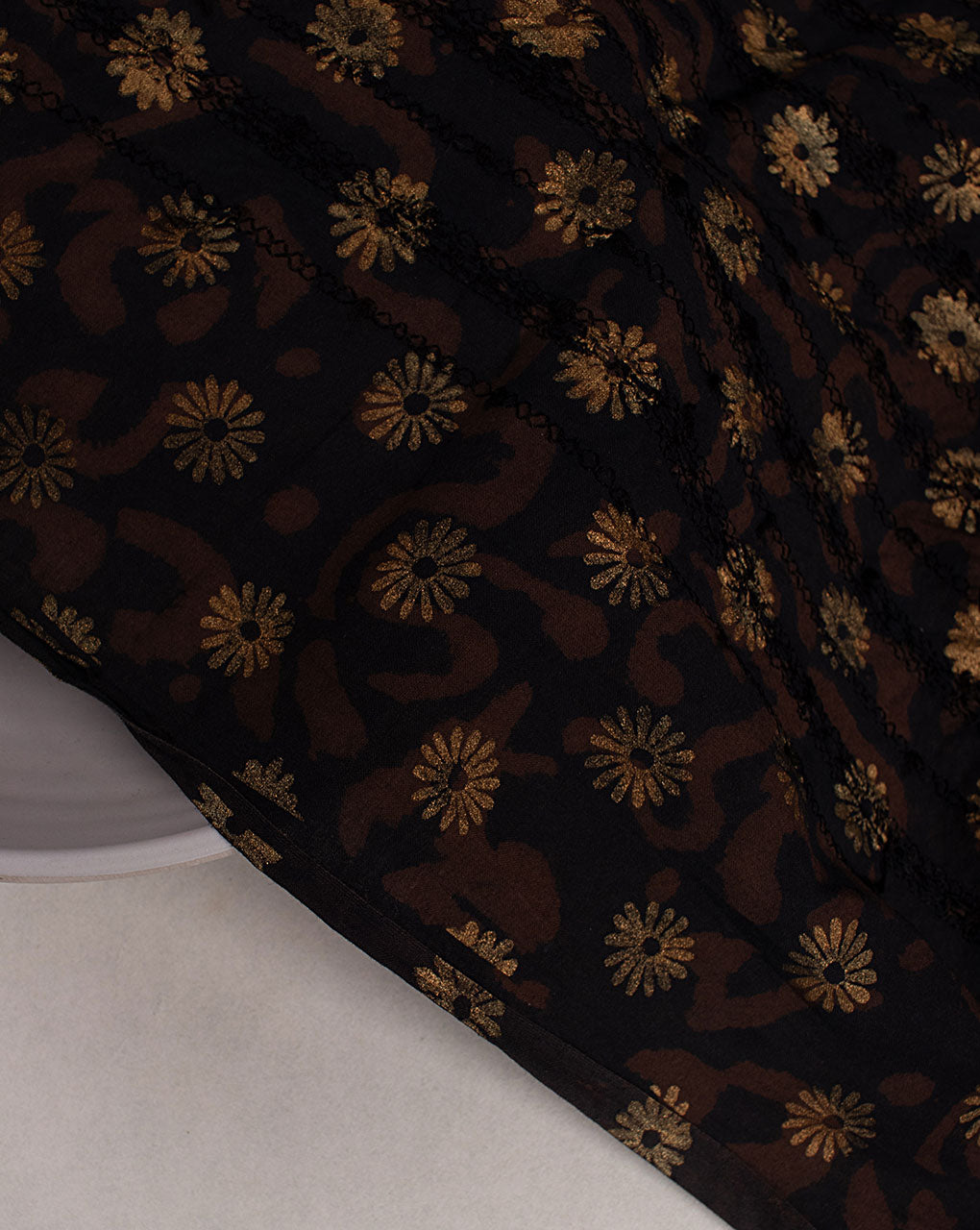 Hand Block Embroidered Cotton Fabric