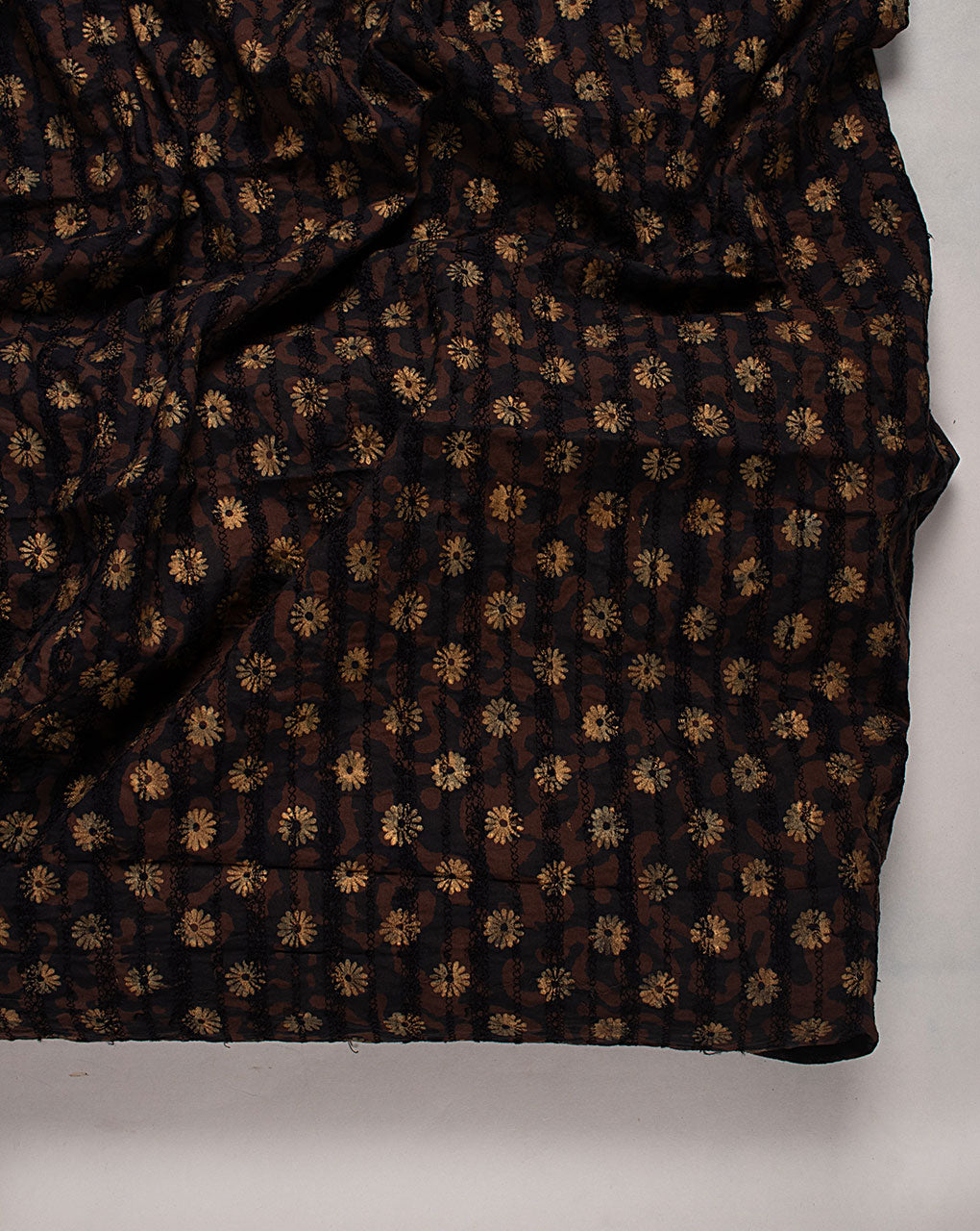 Hand Block Embroidered Cotton Fabric