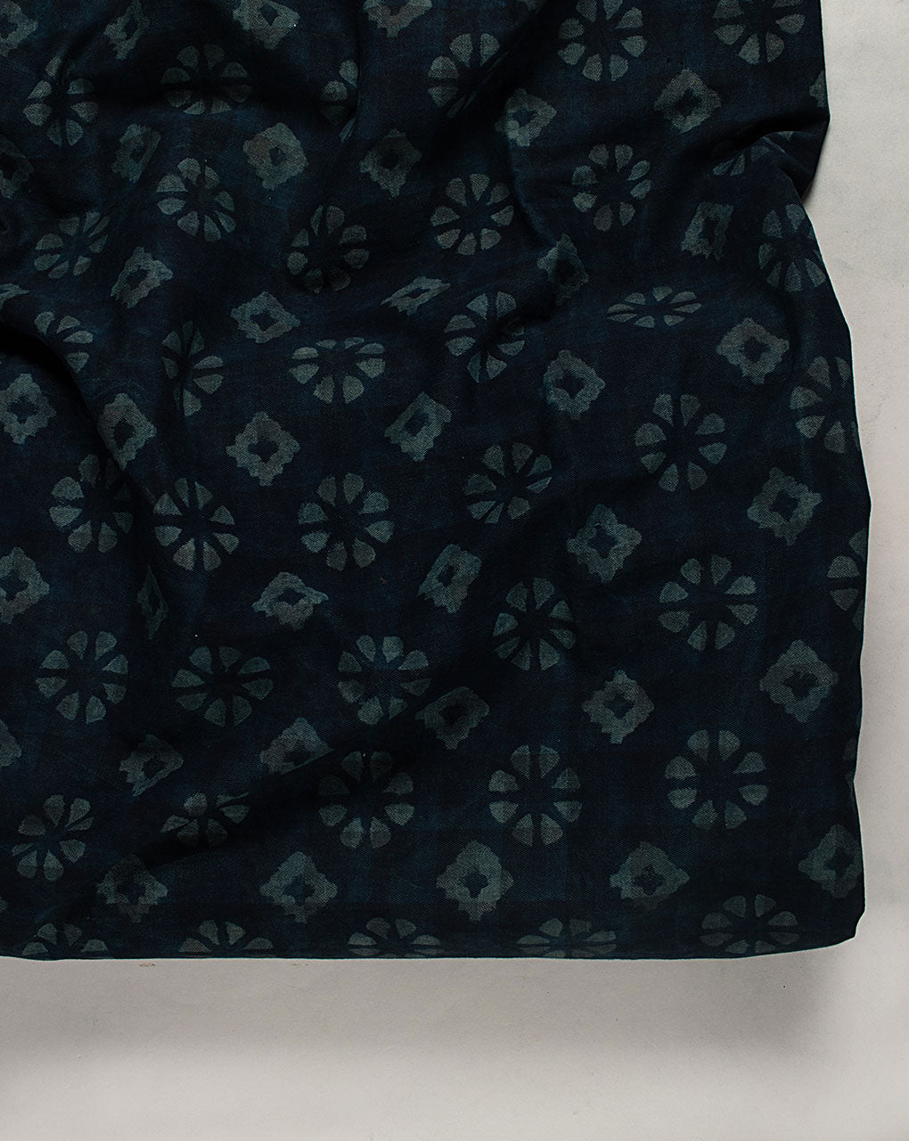 Indigo Hand Block Twill Cotton Fabric ( Width 60 Inch )