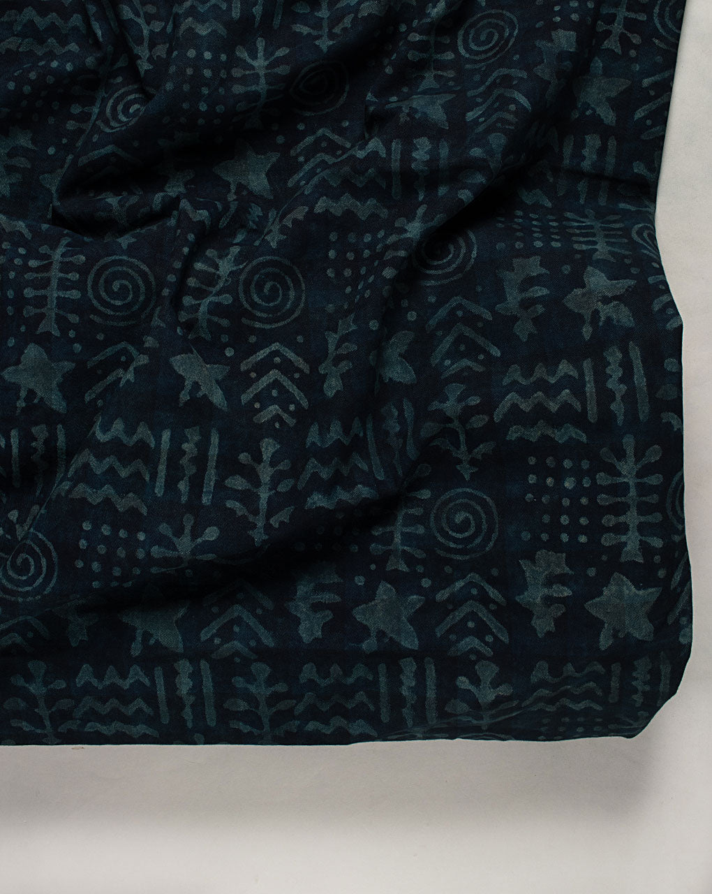 Indigo Hand Block Twill Cotton Fabric ( Width 60 Inch )