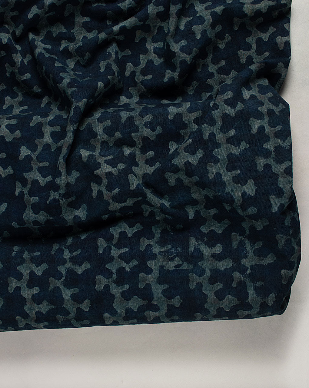 Indigo Hand Block Twill Cotton Fabric ( Width 60 Inch )