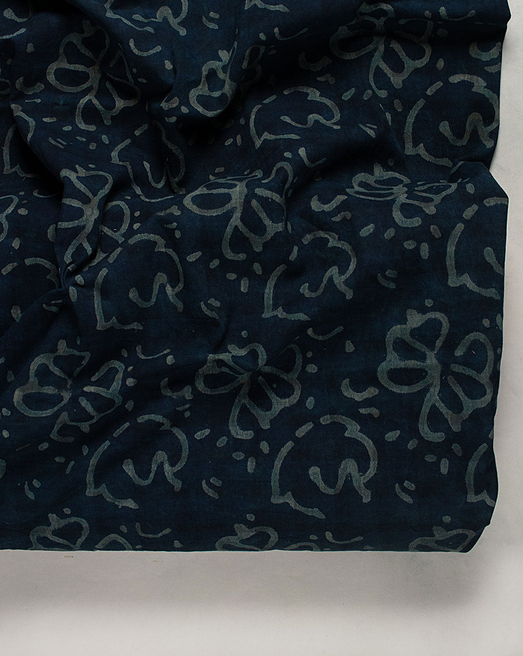 Indigo Hand Block Twill Cotton Fabric ( Width 60 Inch )