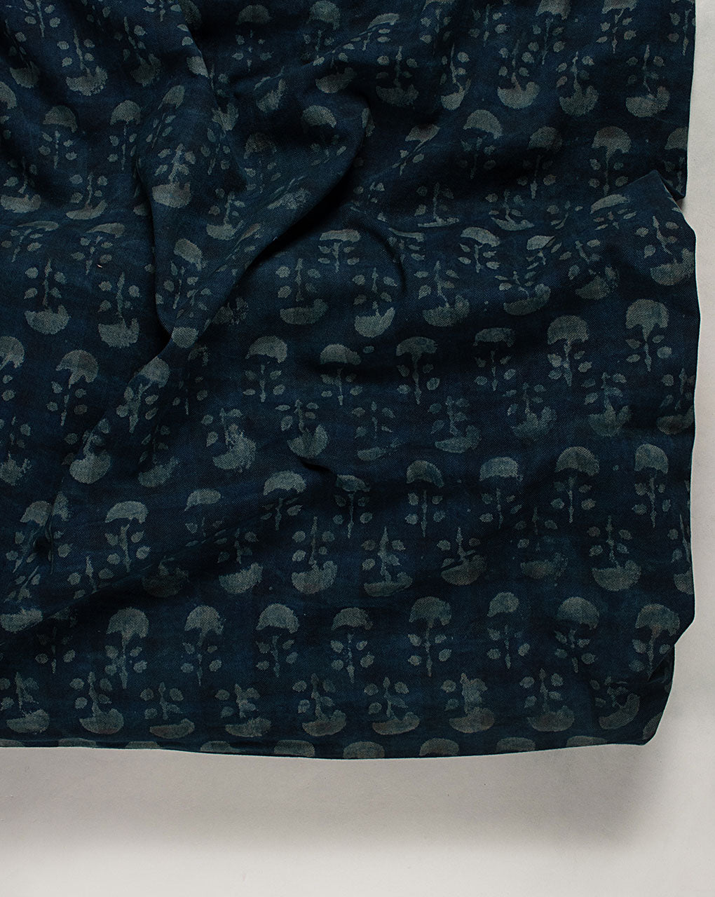 Indigo Hand Block Twill Cotton Fabric ( Width 60 Inch )