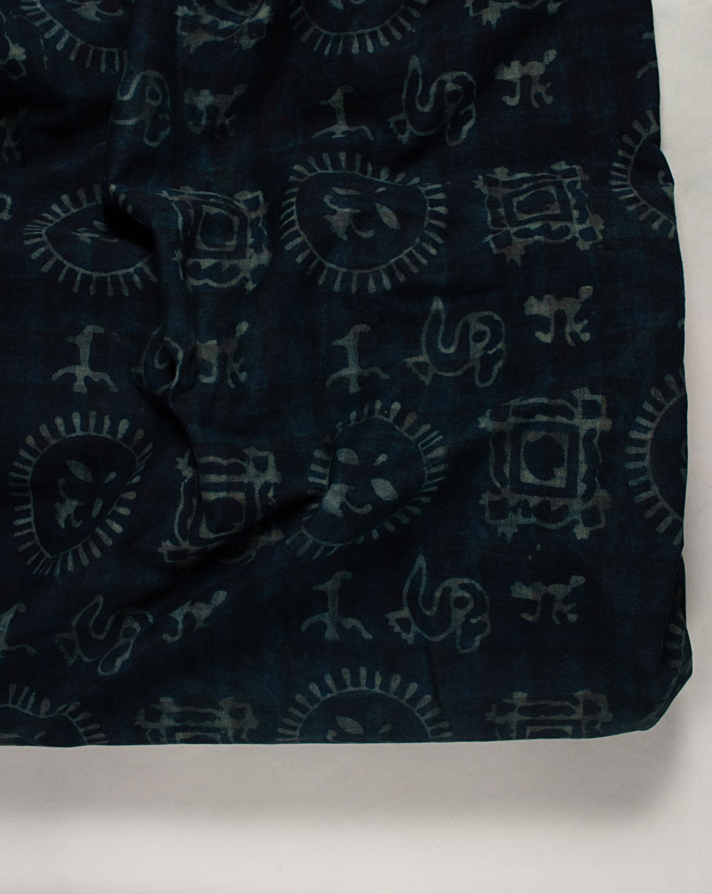 Indigo Hand Block Twill Cotton Fabric ( Width 60 Inch )