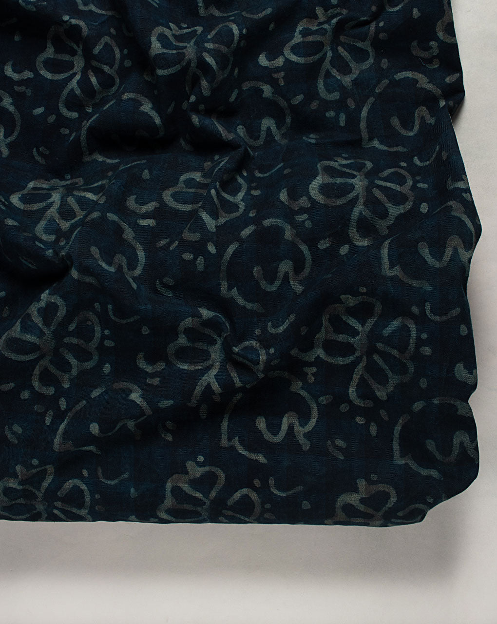 Indigo Hand Block Twill Cotton Fabric ( Width 60 Inch )