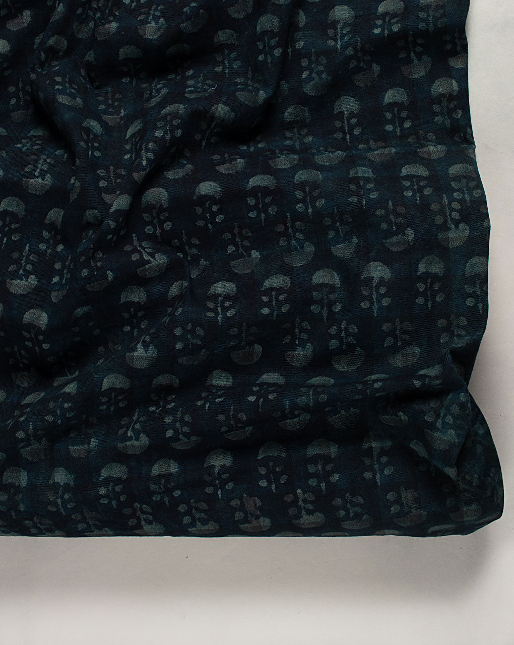 Indigo Hand Block Twill Cotton Fabric ( Width 60 Inch )