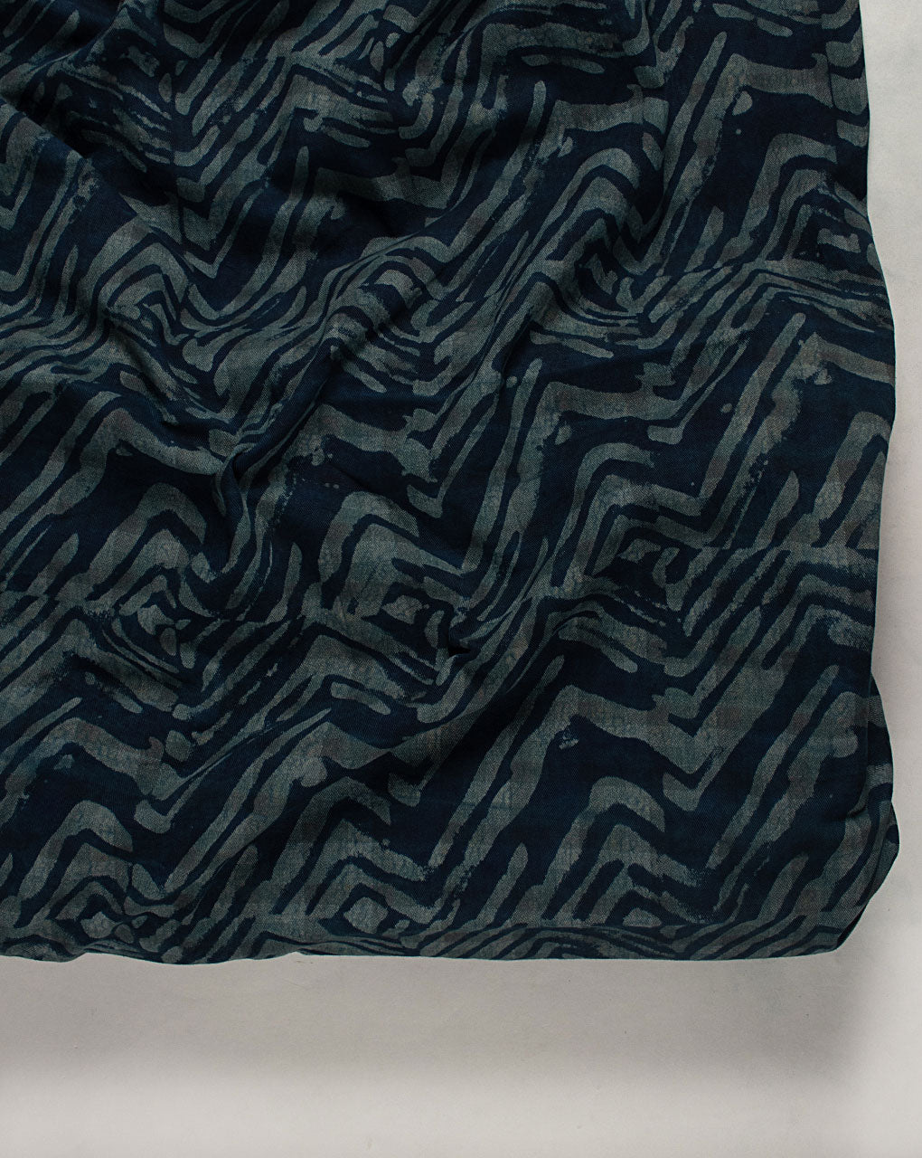Indigo Hand Block Twill Cotton Fabric ( Width 60 Inch )